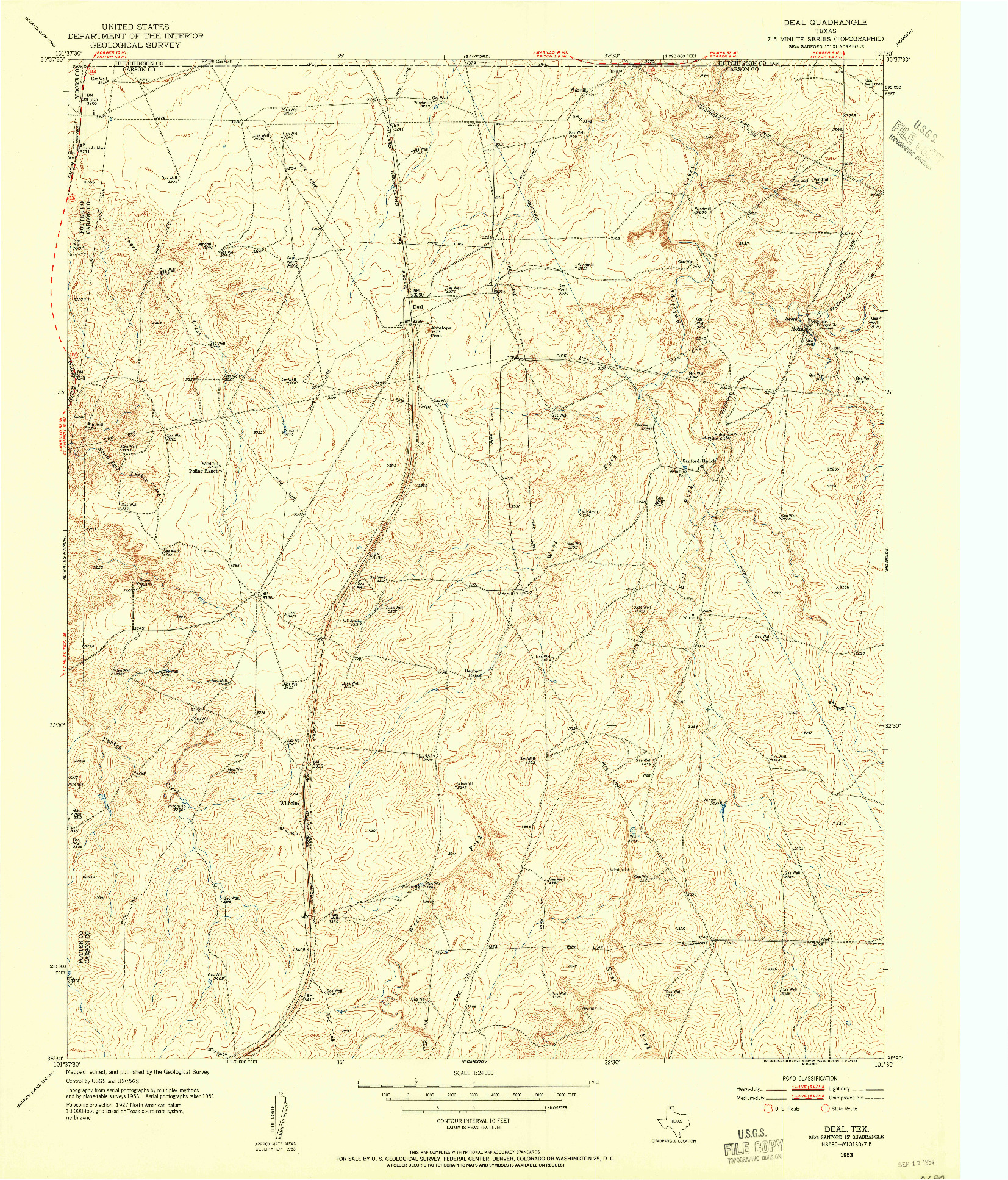 USGS 1:24000-SCALE QUADRANGLE FOR DEAL, TX 1953