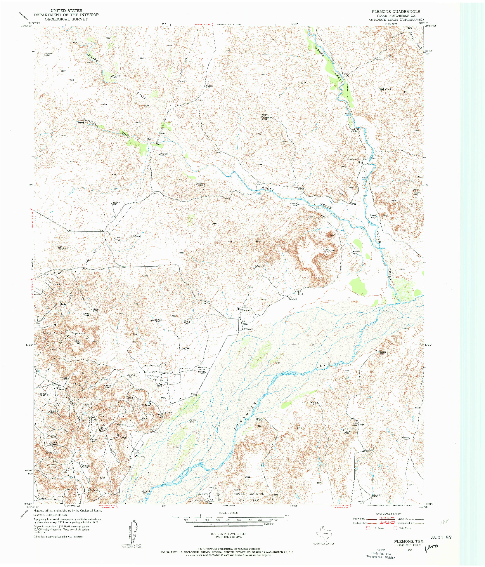 USGS 1:24000-SCALE QUADRANGLE FOR PLEMONS, TX 1953