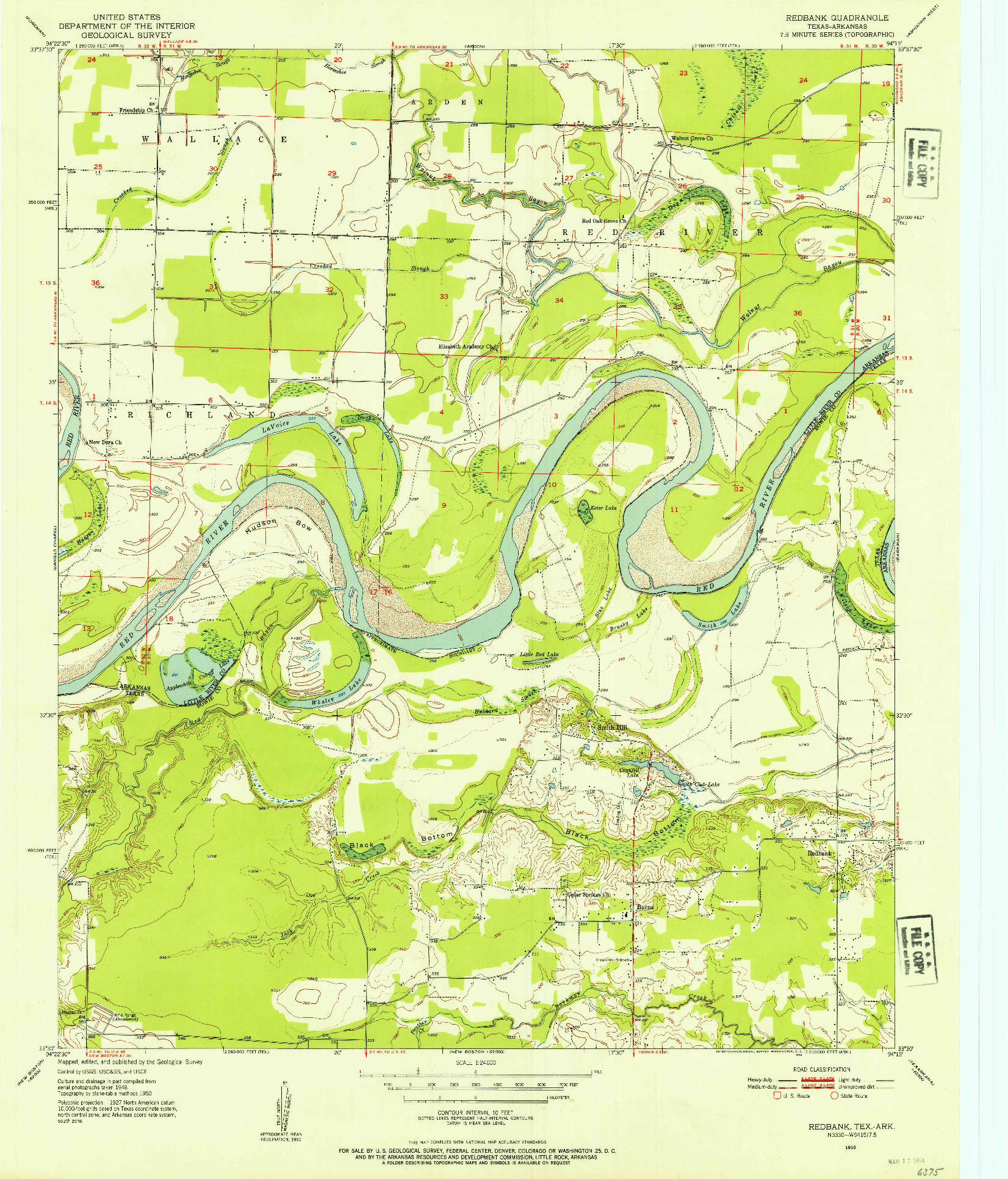 USGS 1:24000-SCALE QUADRANGLE FOR REDBANK, TX 1950