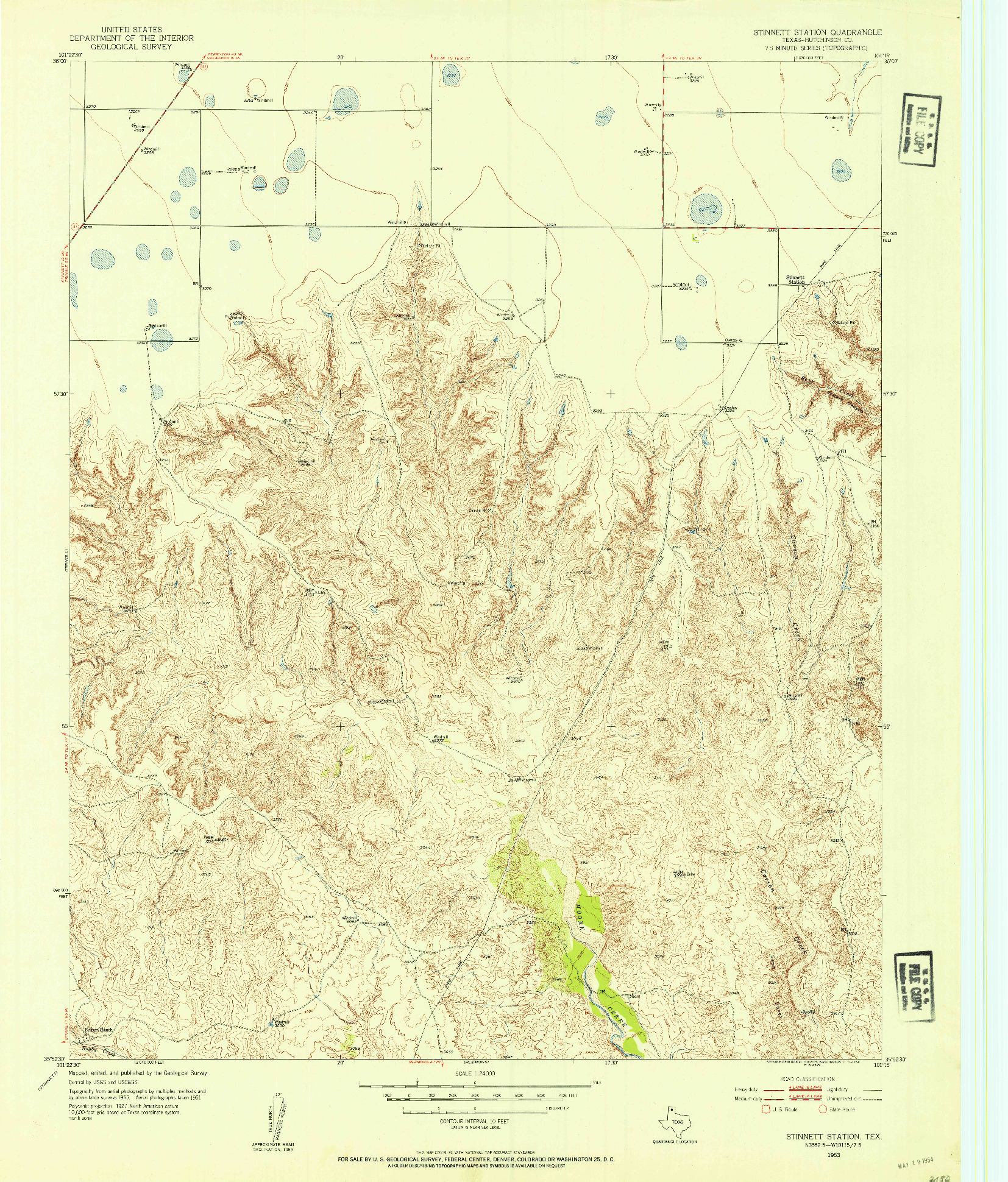 USGS 1:24000-SCALE QUADRANGLE FOR STINNETT STATION, TX 1953