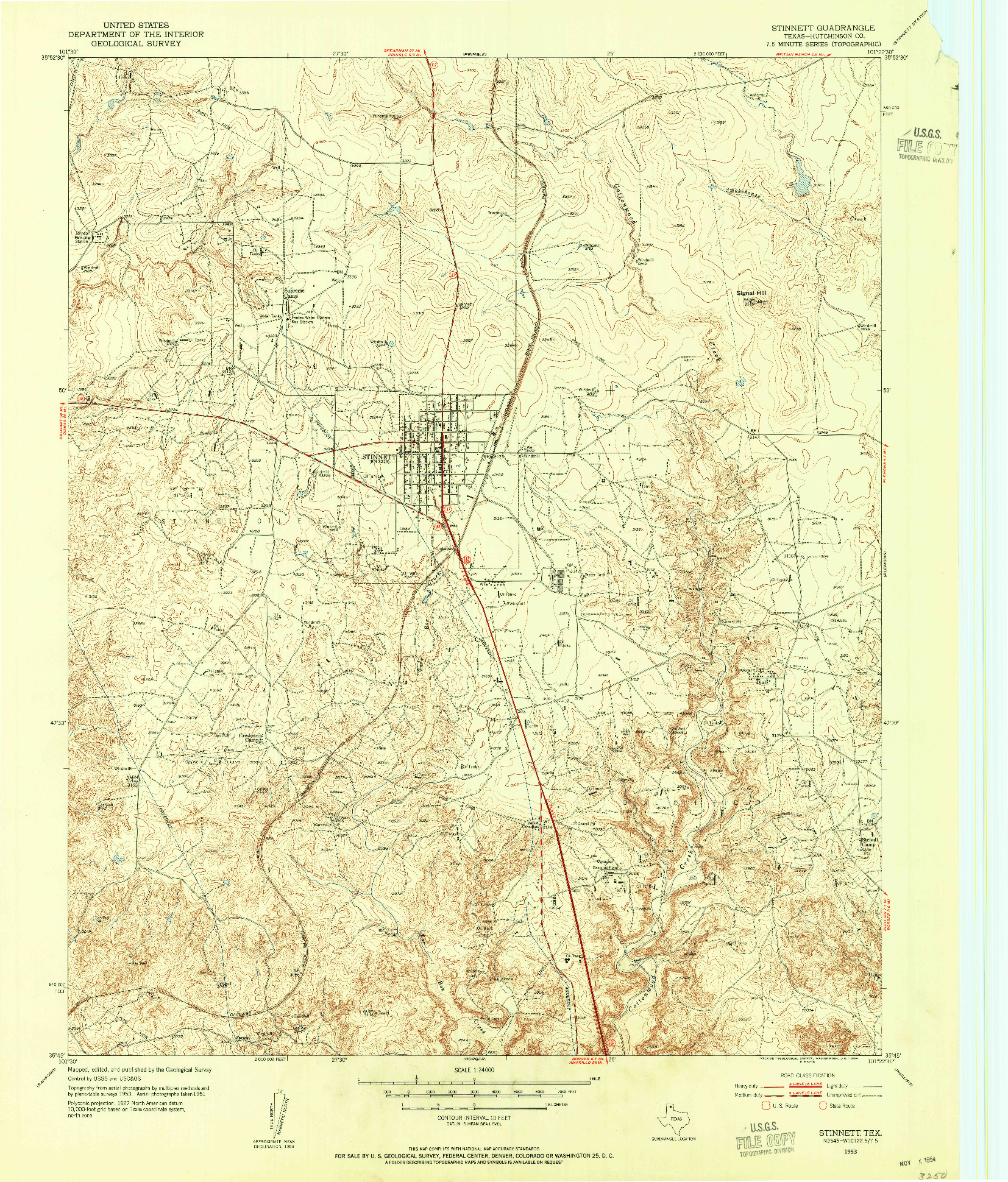 USGS 1:24000-SCALE QUADRANGLE FOR STINNETT, TX 1953