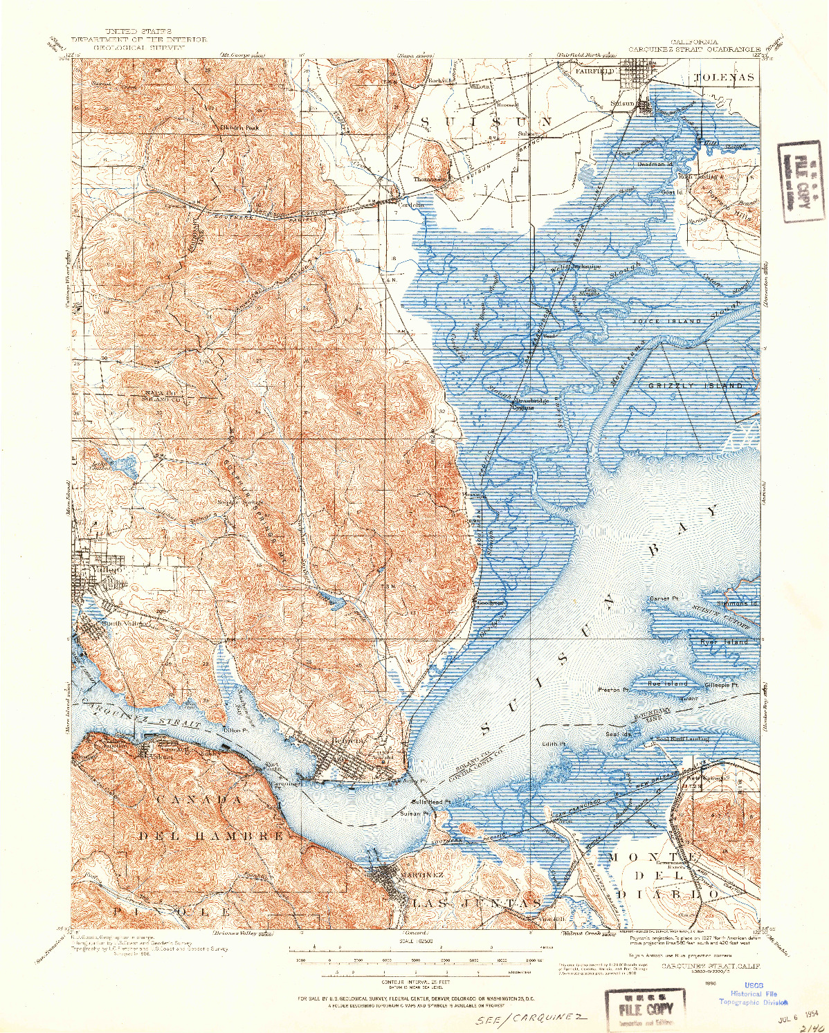 USGS 1:62500-SCALE QUADRANGLE FOR CARQUINEZ STRAIT, CA 1896