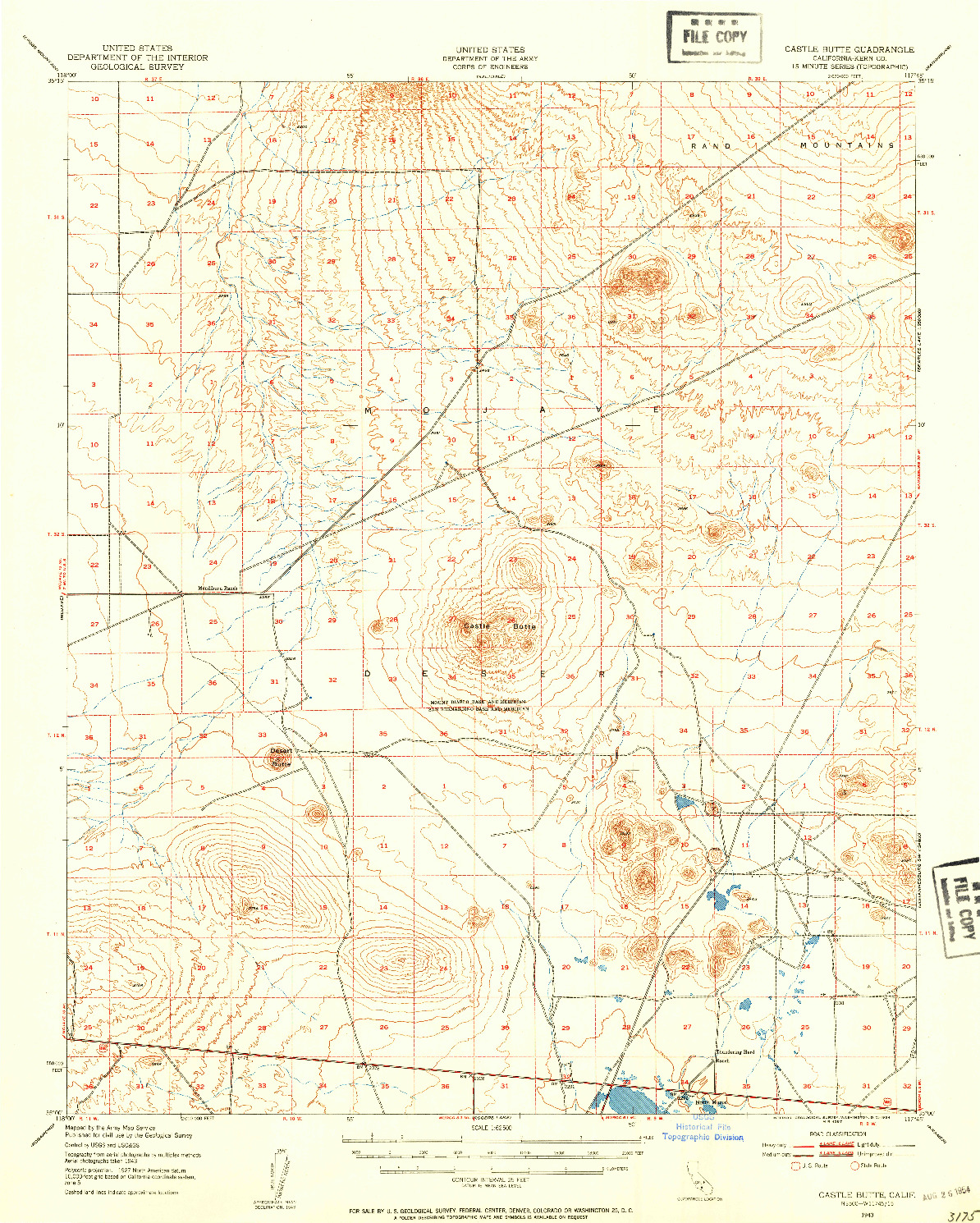 USGS 1:62500-SCALE QUADRANGLE FOR CASTLE BUTTE, CA 1943