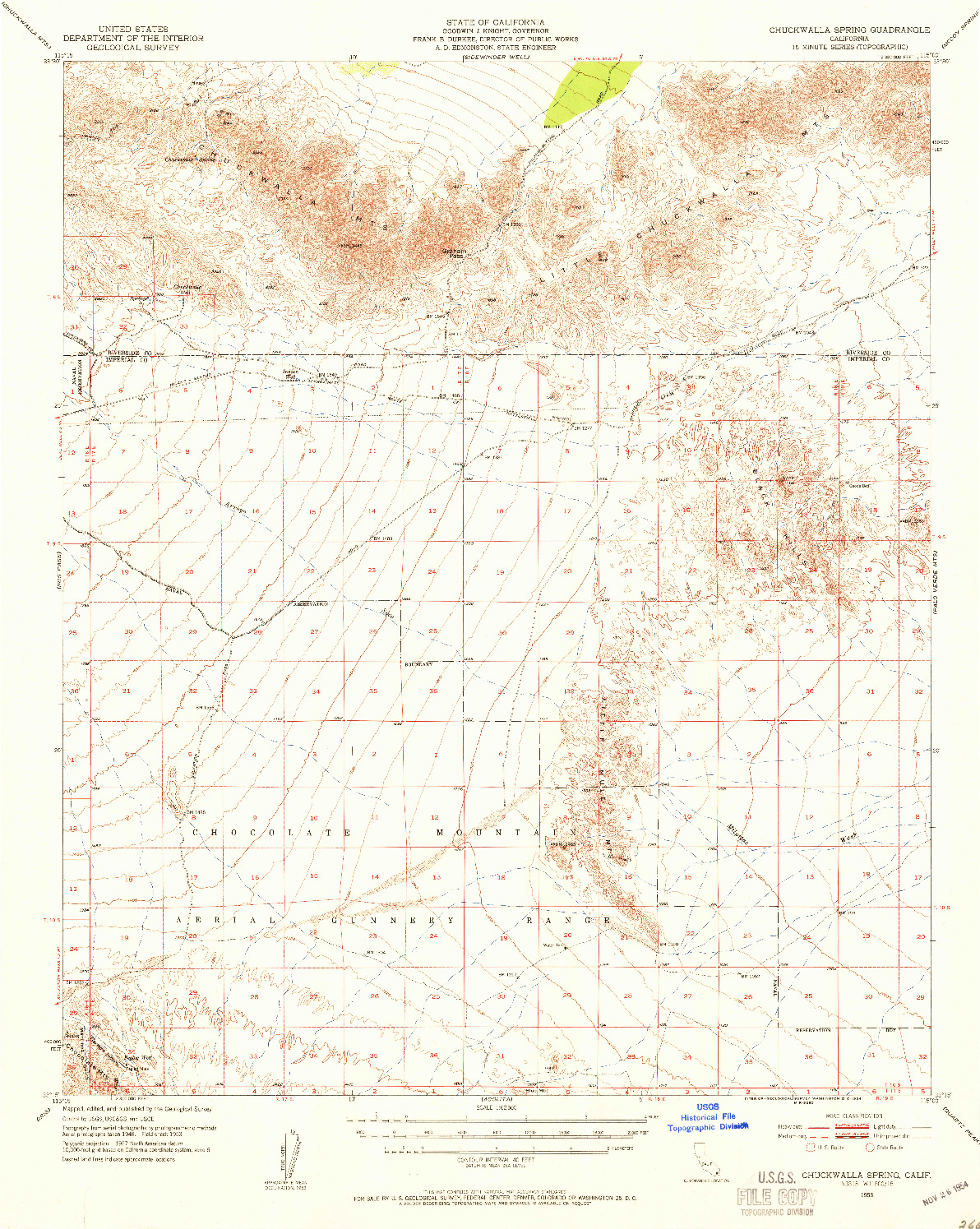 USGS 1:62500-SCALE QUADRANGLE FOR CHUCKWALLA SPRING, CA 1953