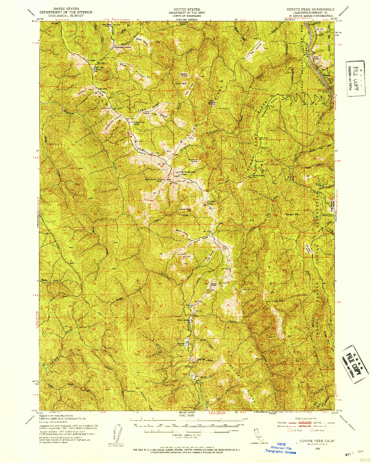 USGS 1:62500-SCALE QUADRANGLE FOR COYOTE PEAK, CA 1952