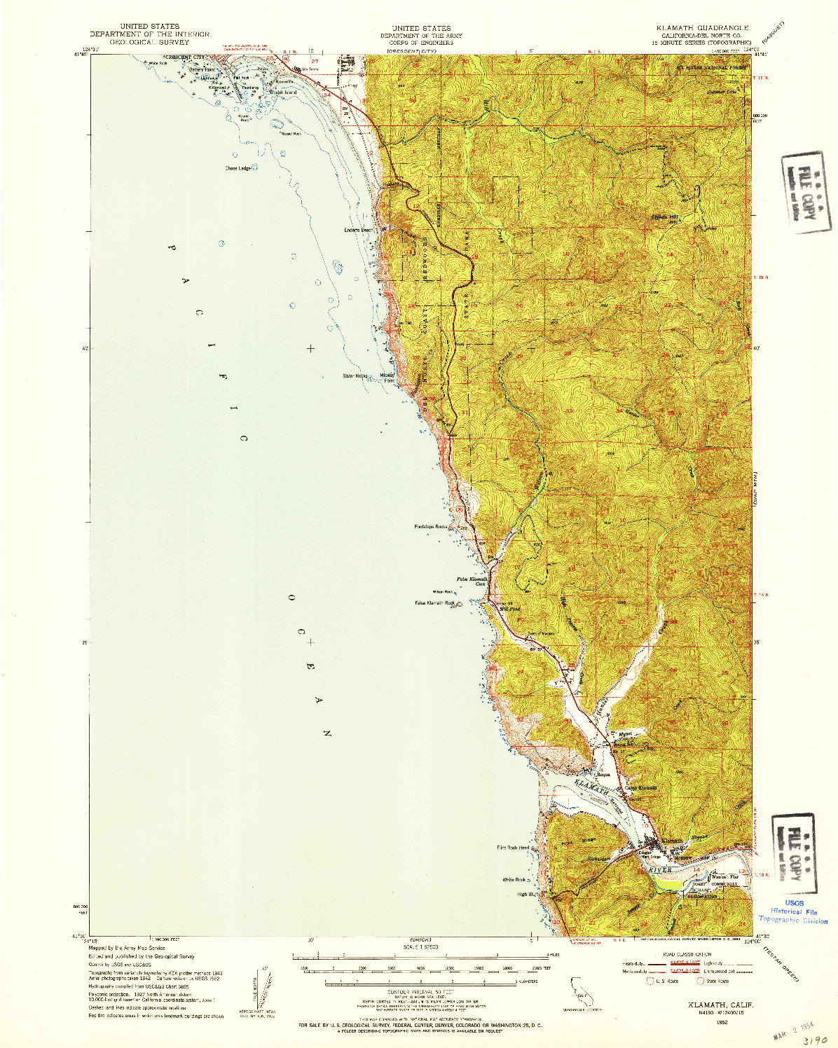 USGS 1:62500-SCALE QUADRANGLE FOR KLAMATH, CA 1952