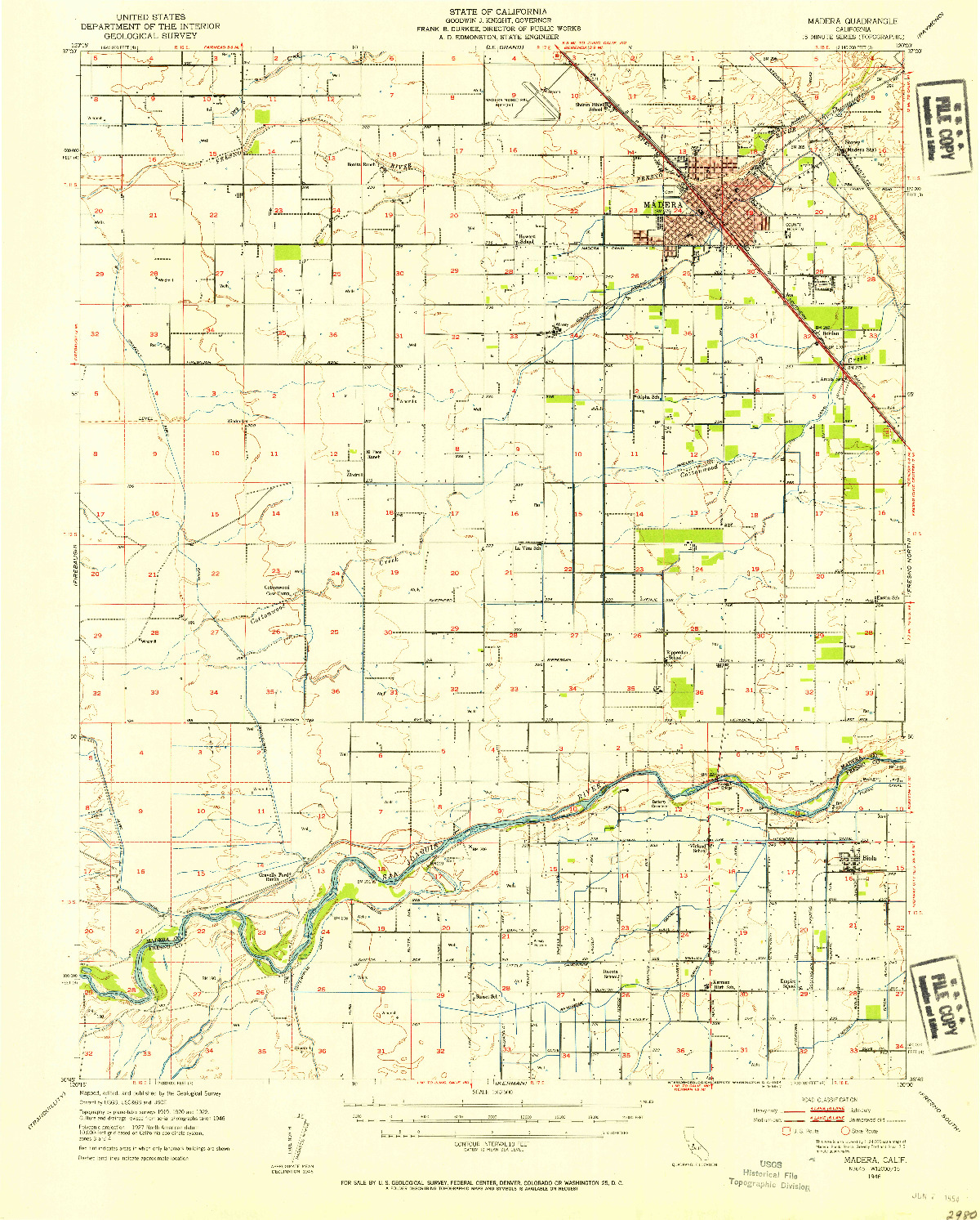 USGS 1:62500-SCALE QUADRANGLE FOR MADERA, CA 1946