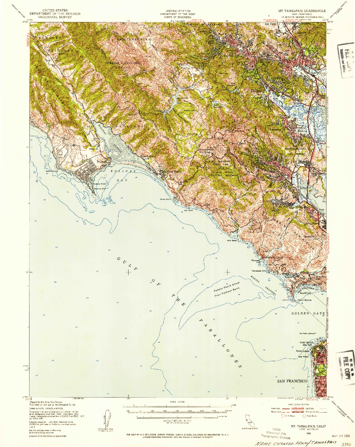 USGS 1:62500-SCALE QUADRANGLE FOR MT. TAMALPAIS, CA 1950