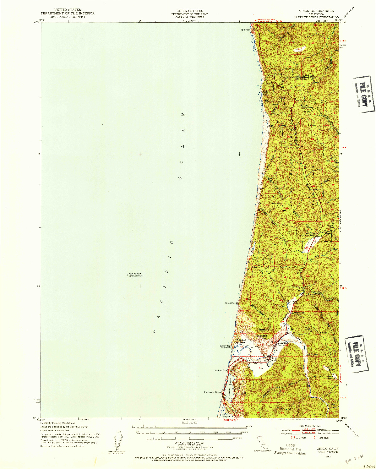 USGS 1:62500-SCALE QUADRANGLE FOR ORICK, CA 1952