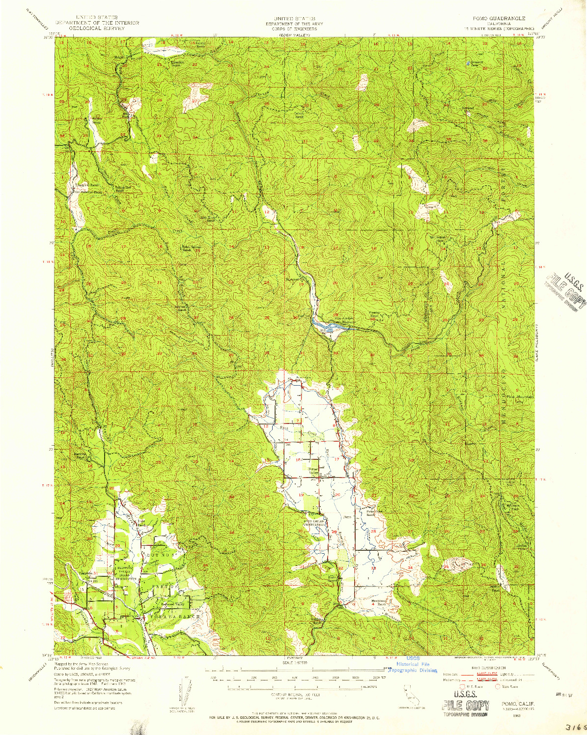 USGS 1:62500-SCALE QUADRANGLE FOR POMO, CA 1943