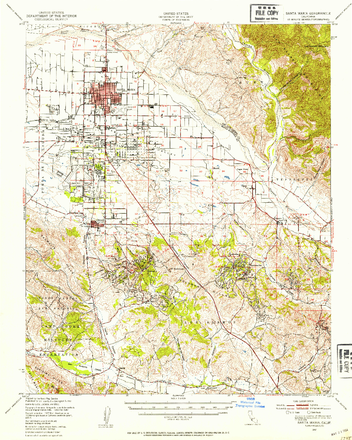 USGS 1:62500-SCALE QUADRANGLE FOR SANTA MARIA, CA 1947
