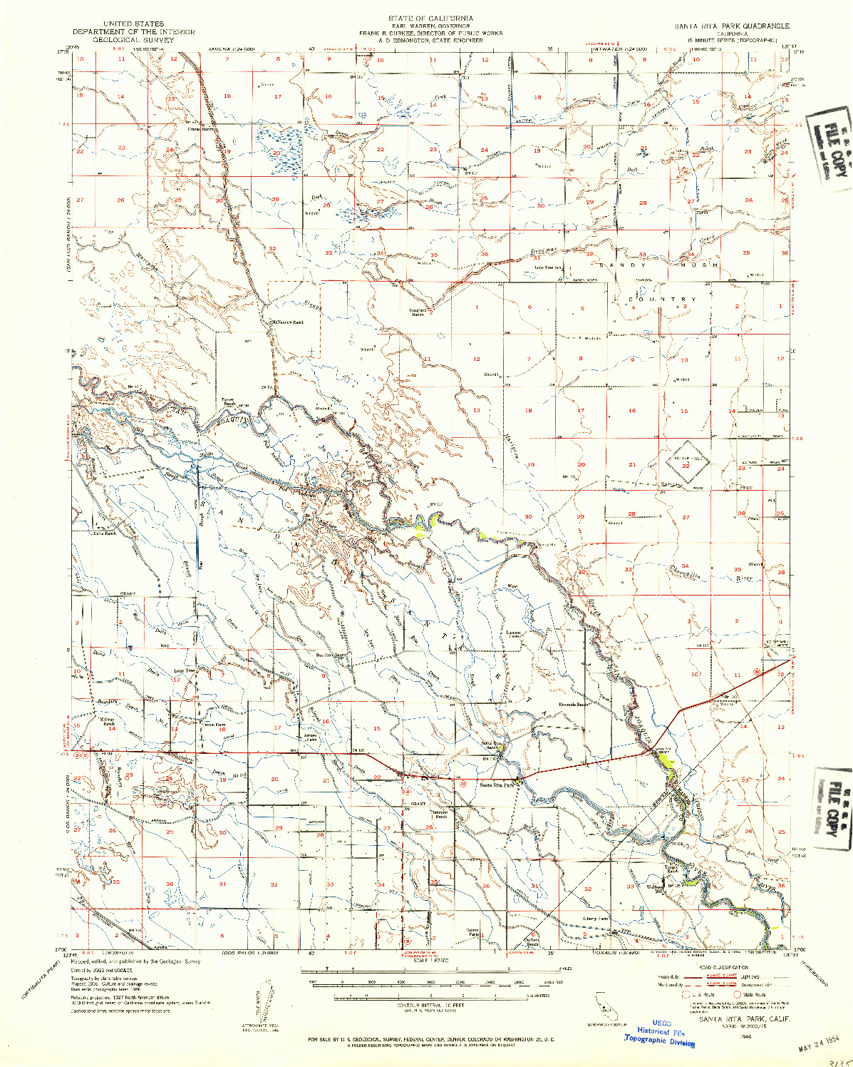 USGS 1:62500-SCALE QUADRANGLE FOR SANTA RITA PARK, CA 1946