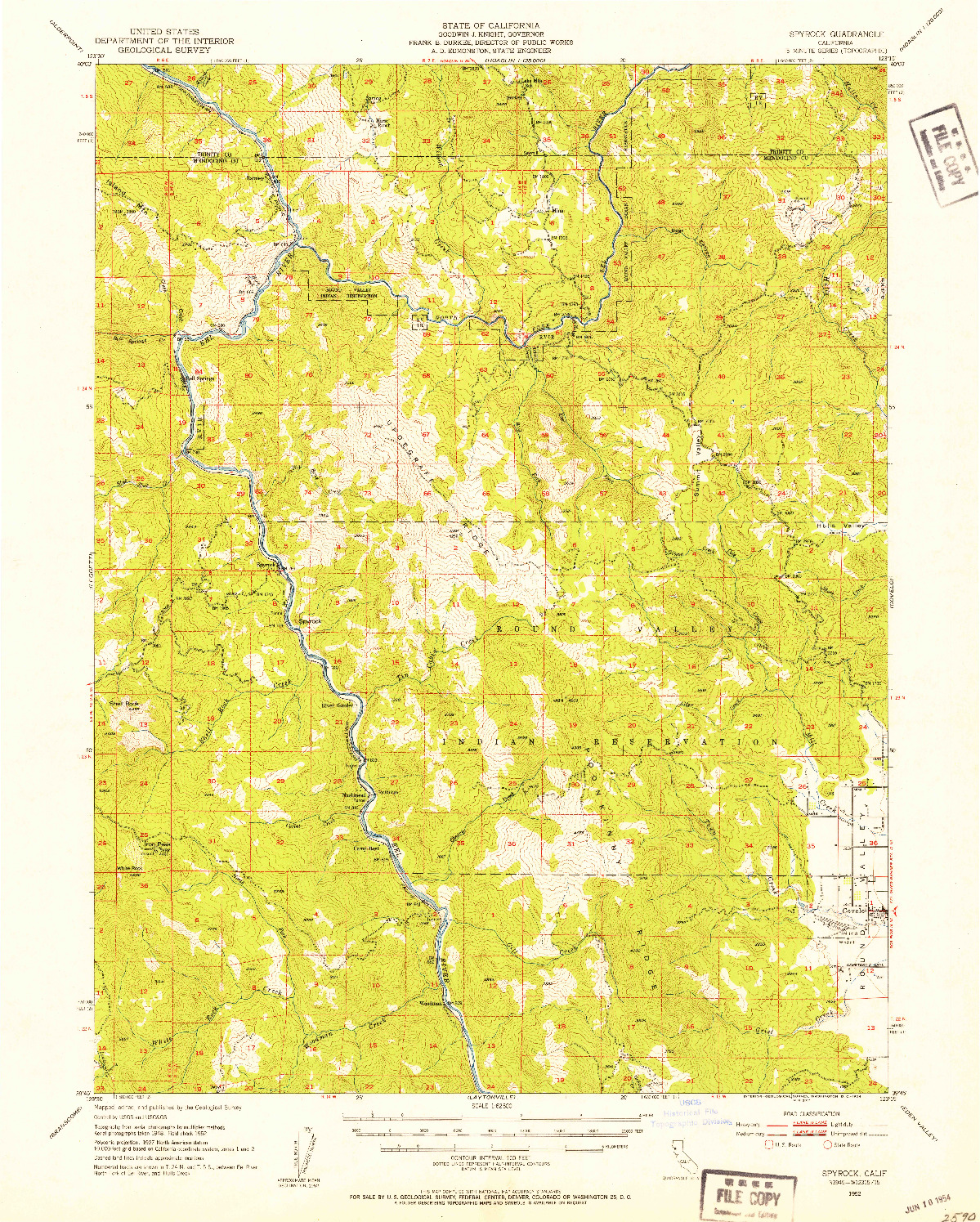 USGS 1:62500-SCALE QUADRANGLE FOR SPYROCK, CA 1952