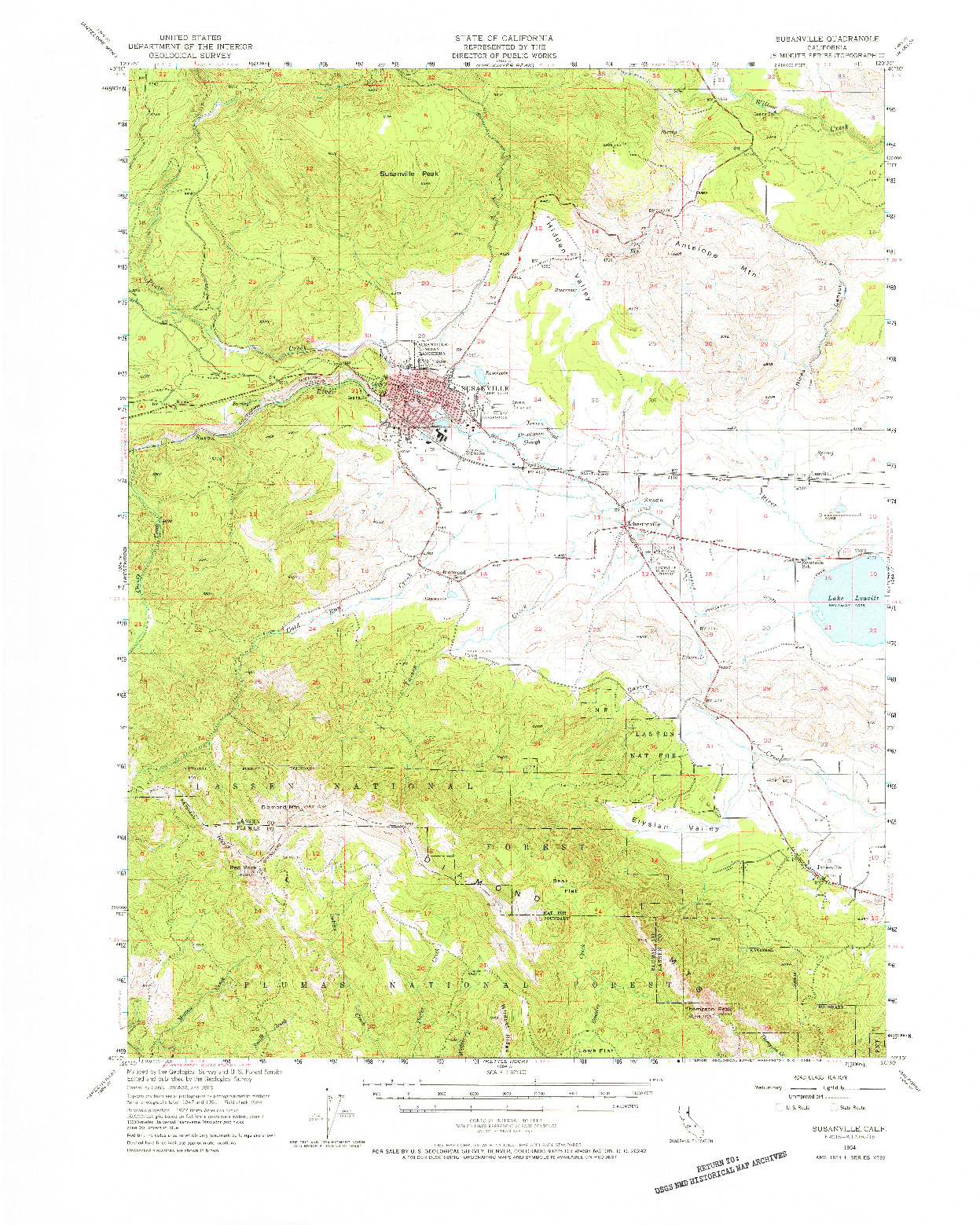 USGS 1:62500-SCALE QUADRANGLE FOR SUSANVILLE, CA 1954