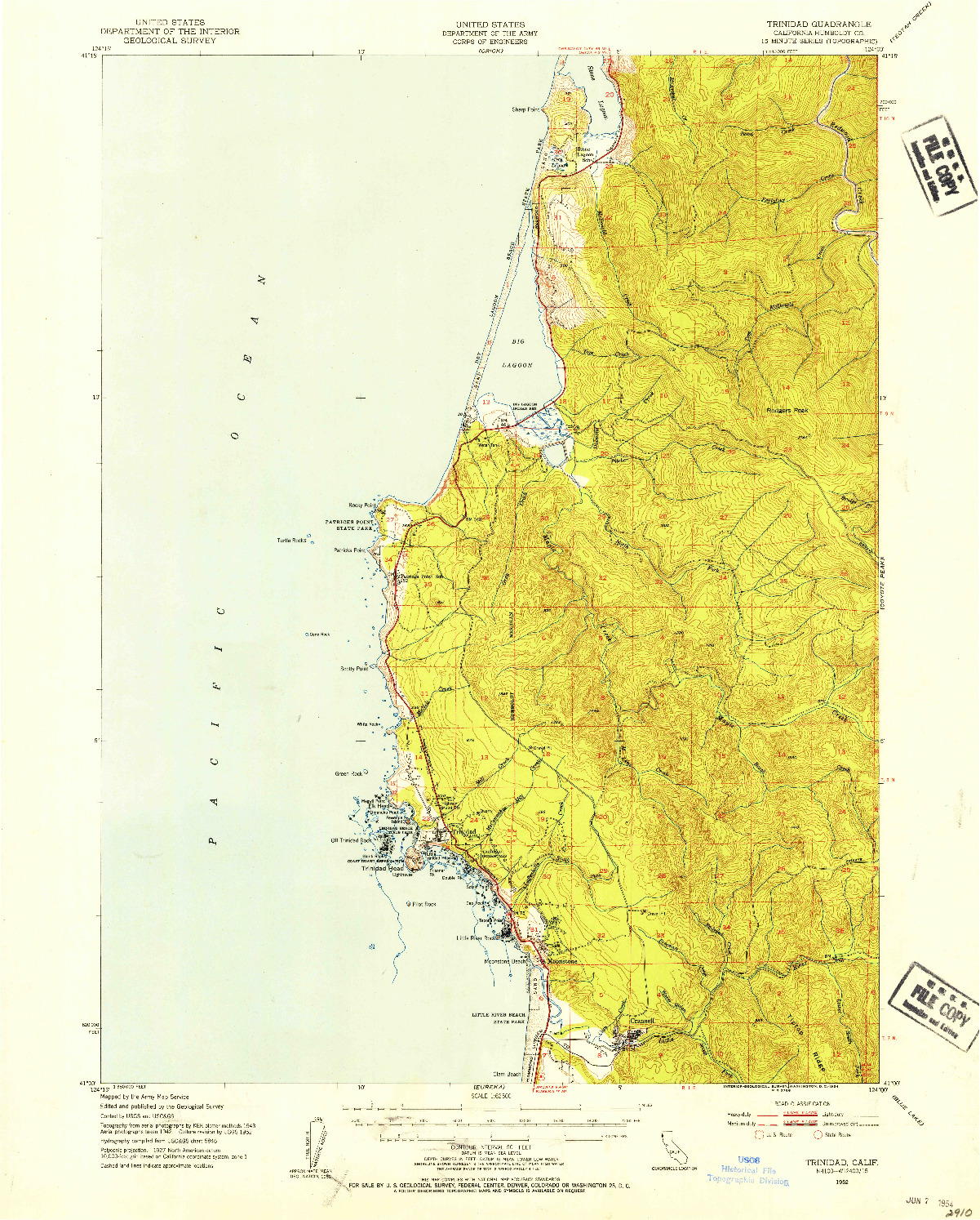 USGS 1:62500-SCALE QUADRANGLE FOR TRINIDAD, CA 1952