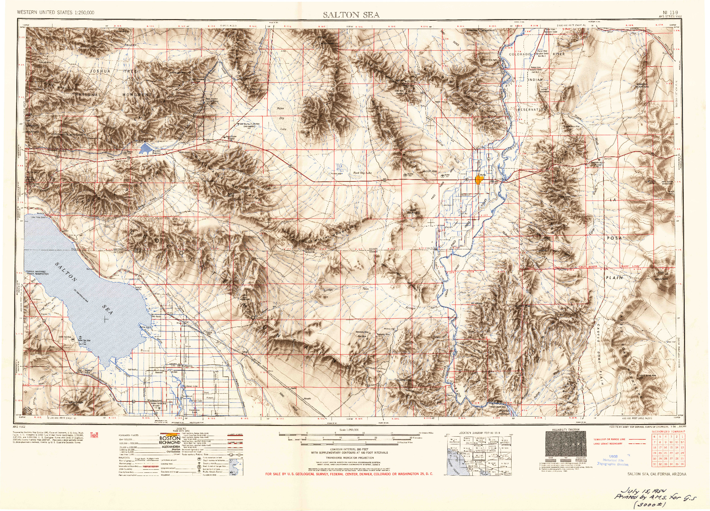 USGS 1:250000-SCALE QUADRANGLE FOR SALTON SEA, CA 1954