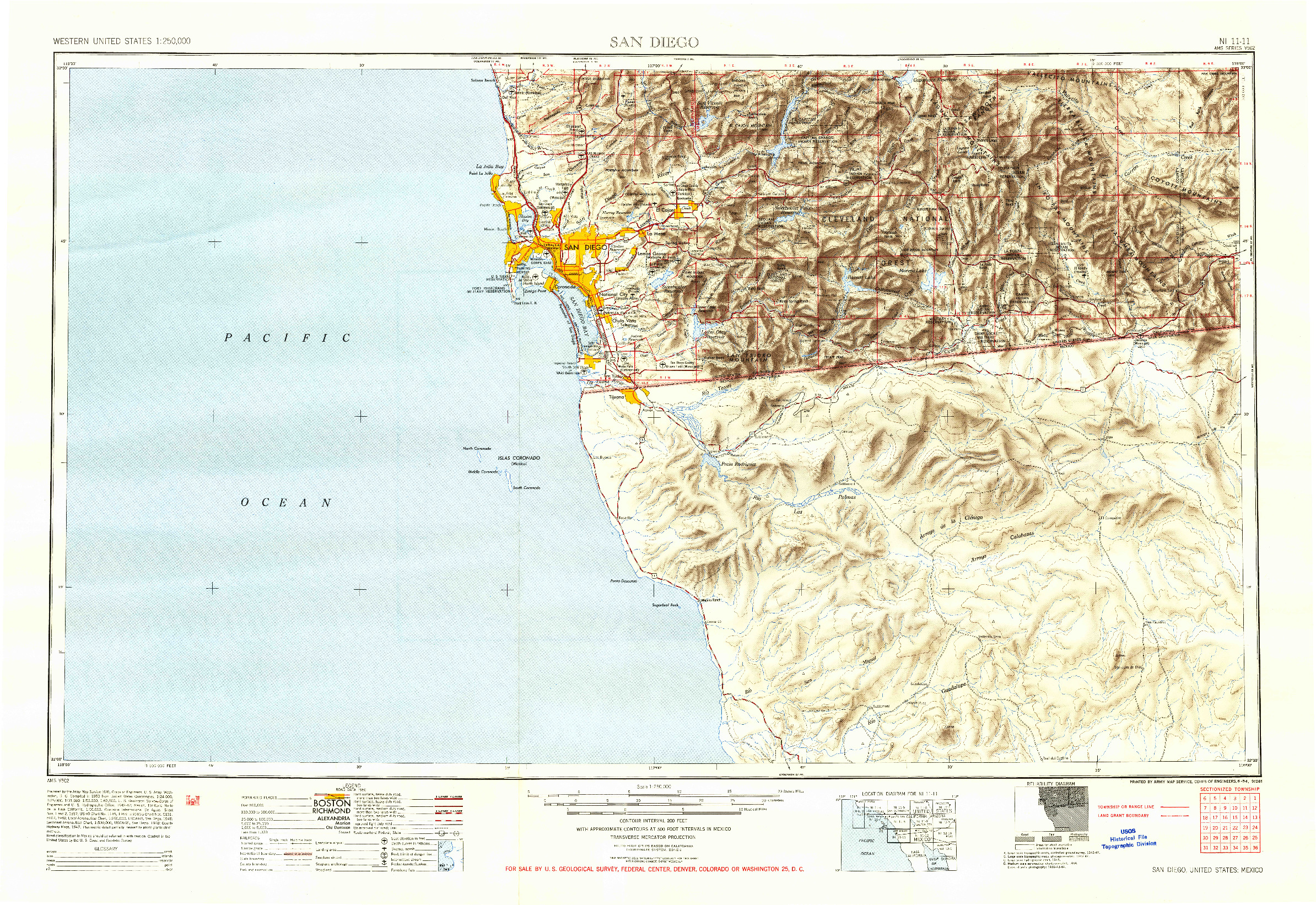 USGS 1:250000-SCALE QUADRANGLE FOR SAN DIEGO, CA 1950
