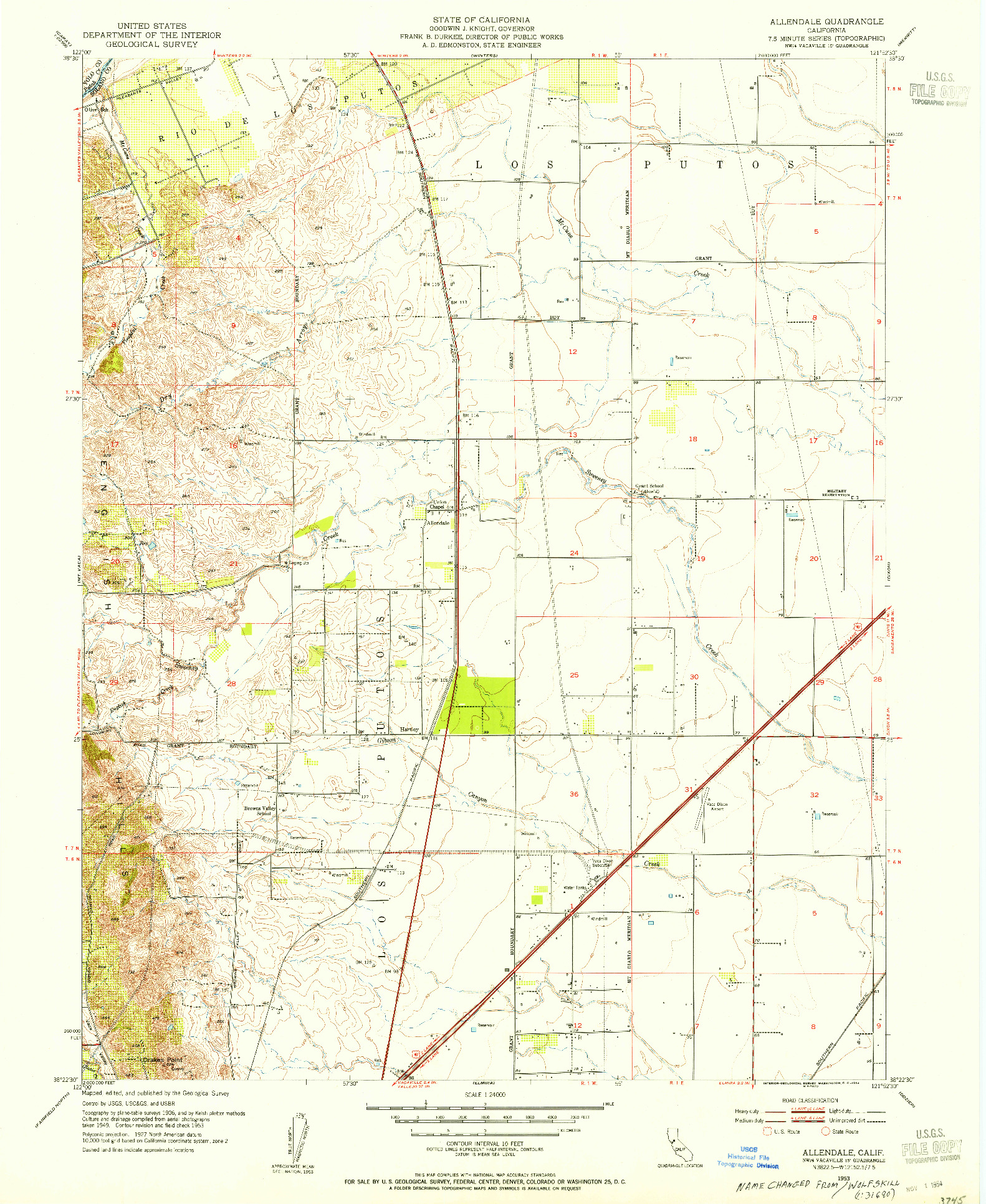 USGS 1:24000-SCALE QUADRANGLE FOR ALLENDALE, CA 1953