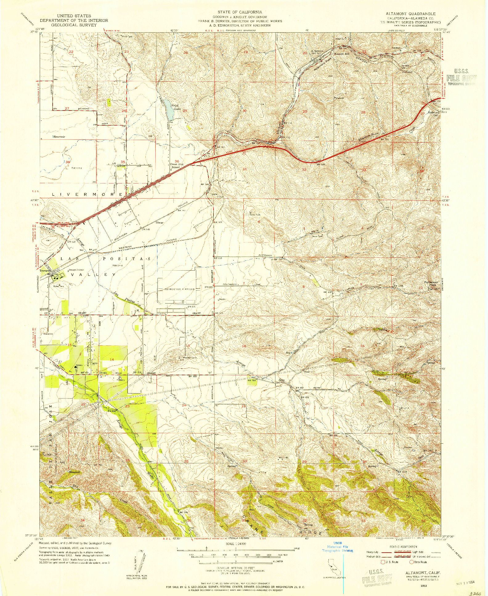 USGS 1:24000-SCALE QUADRANGLE FOR ALTAMONT, CA 1953