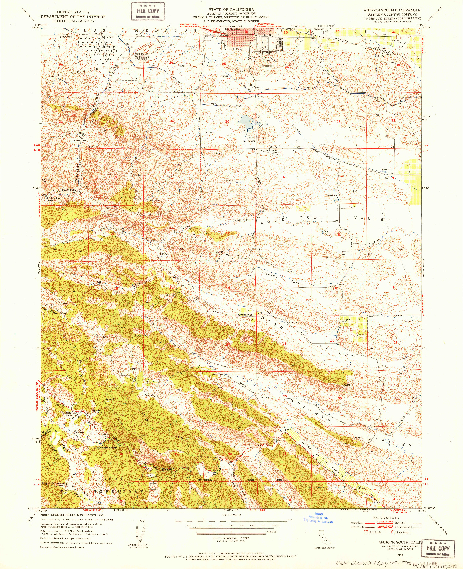 USGS 1:24000-SCALE QUADRANGLE FOR ANTIOCH SOUTH, CA 1953