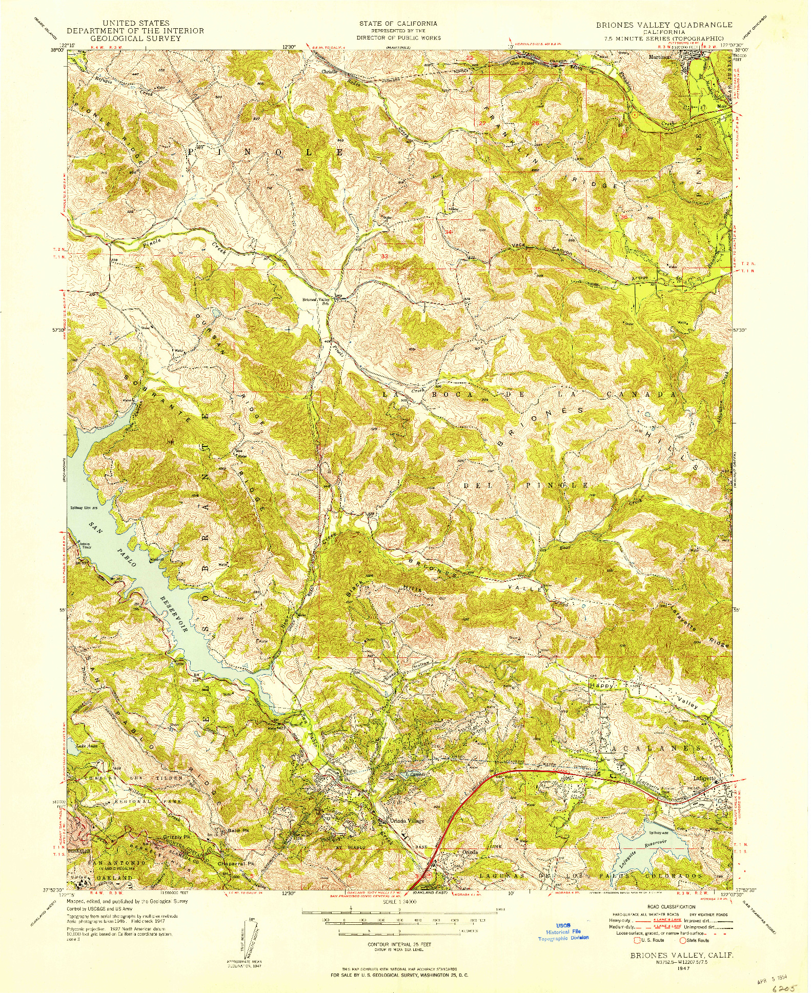 USGS 1:24000-SCALE QUADRANGLE FOR BRIONES VALLEY, CA 1947