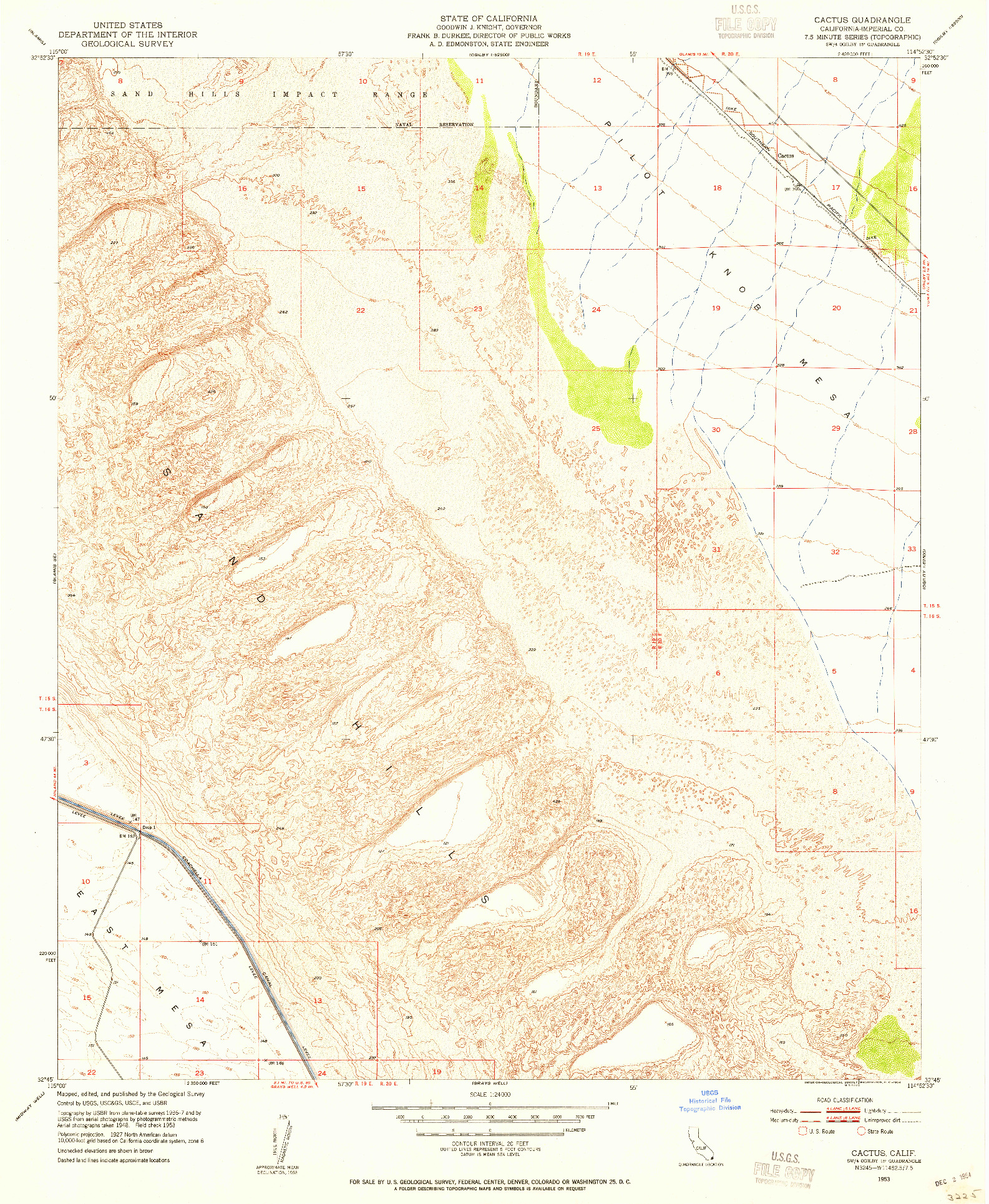 USGS 1:24000-SCALE QUADRANGLE FOR CACTUS, CA 1953