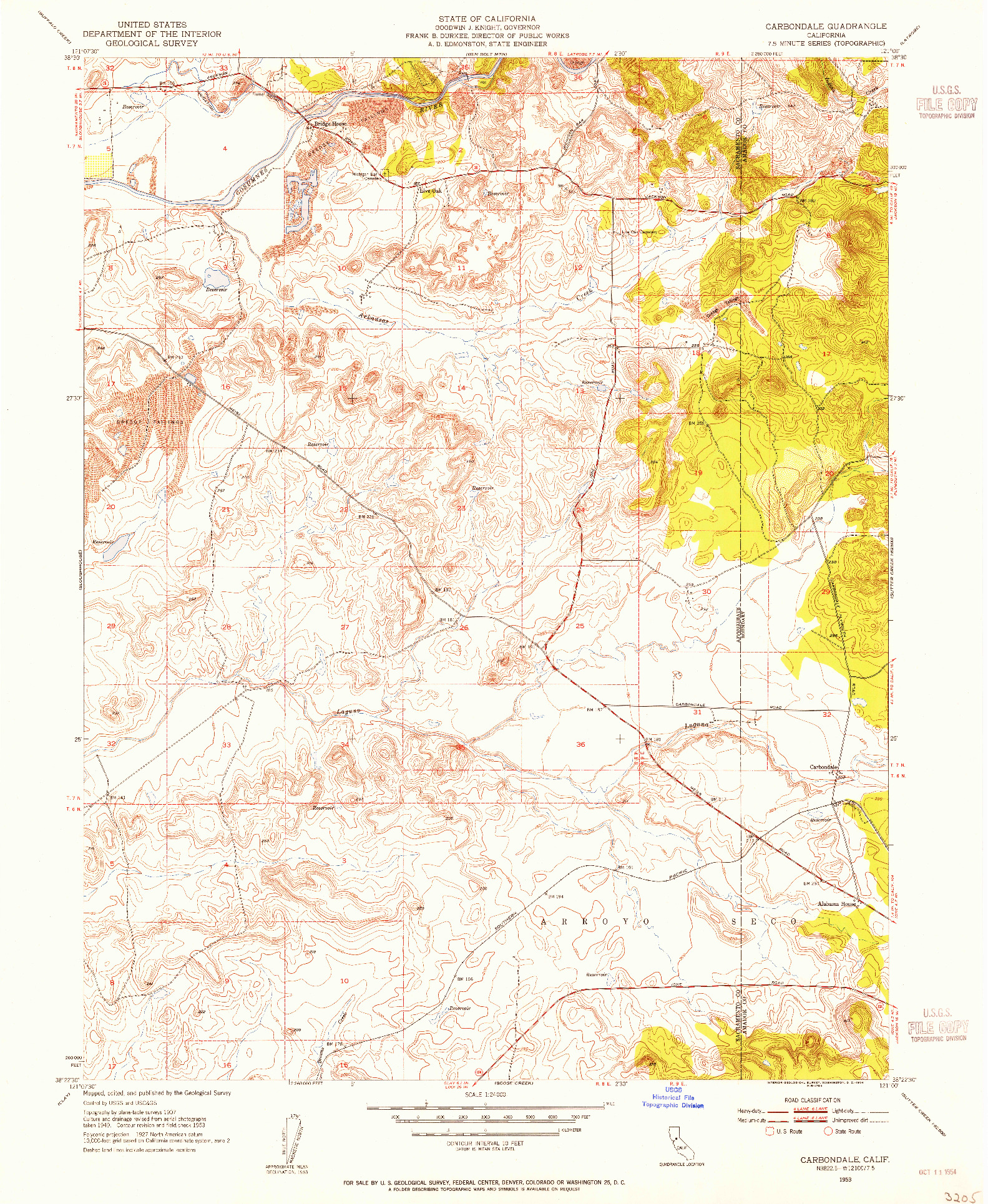 USGS 1:24000-SCALE QUADRANGLE FOR CARBONDALE, CA 1953