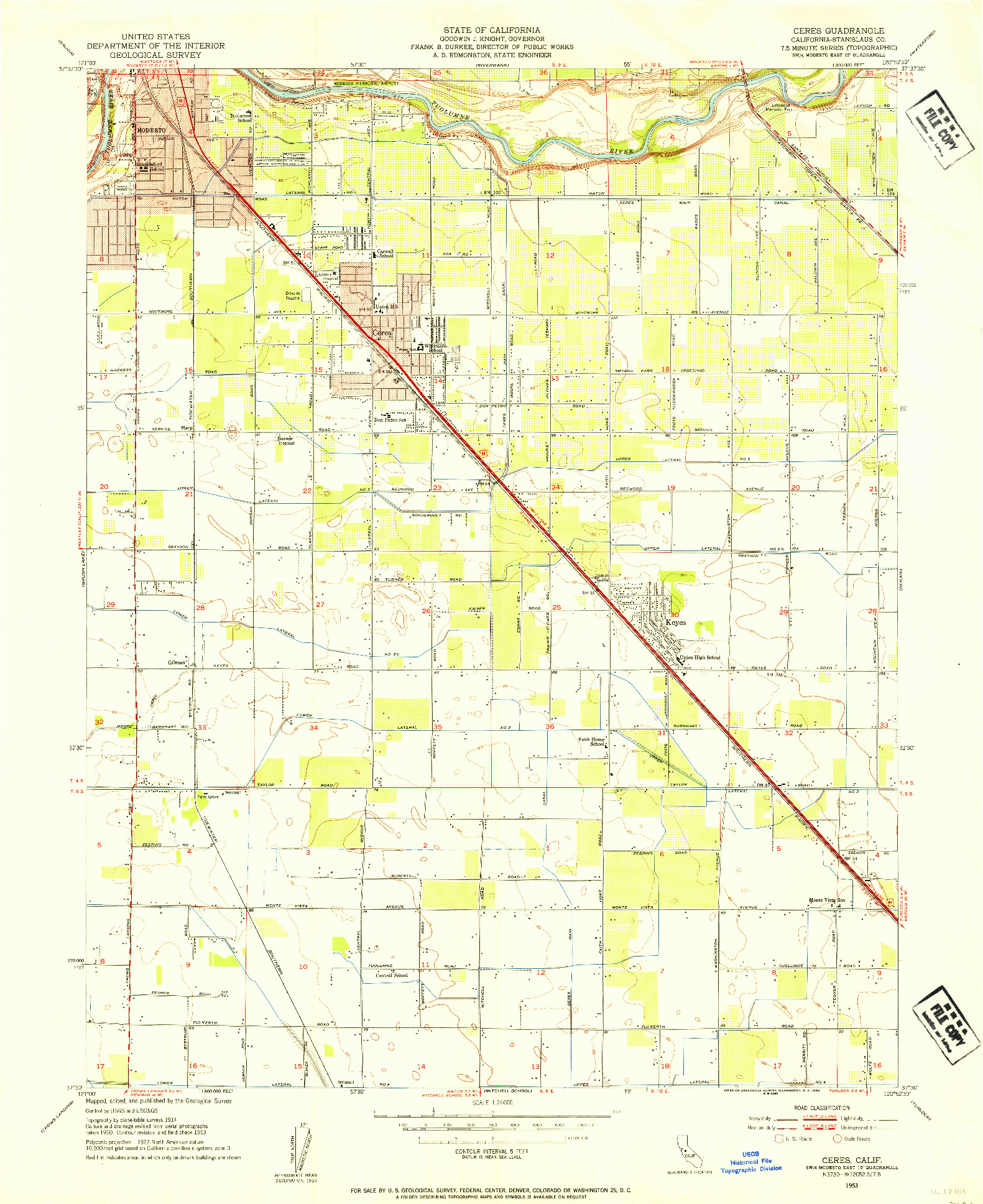 USGS 1:24000-SCALE QUADRANGLE FOR CERES, CA 1953