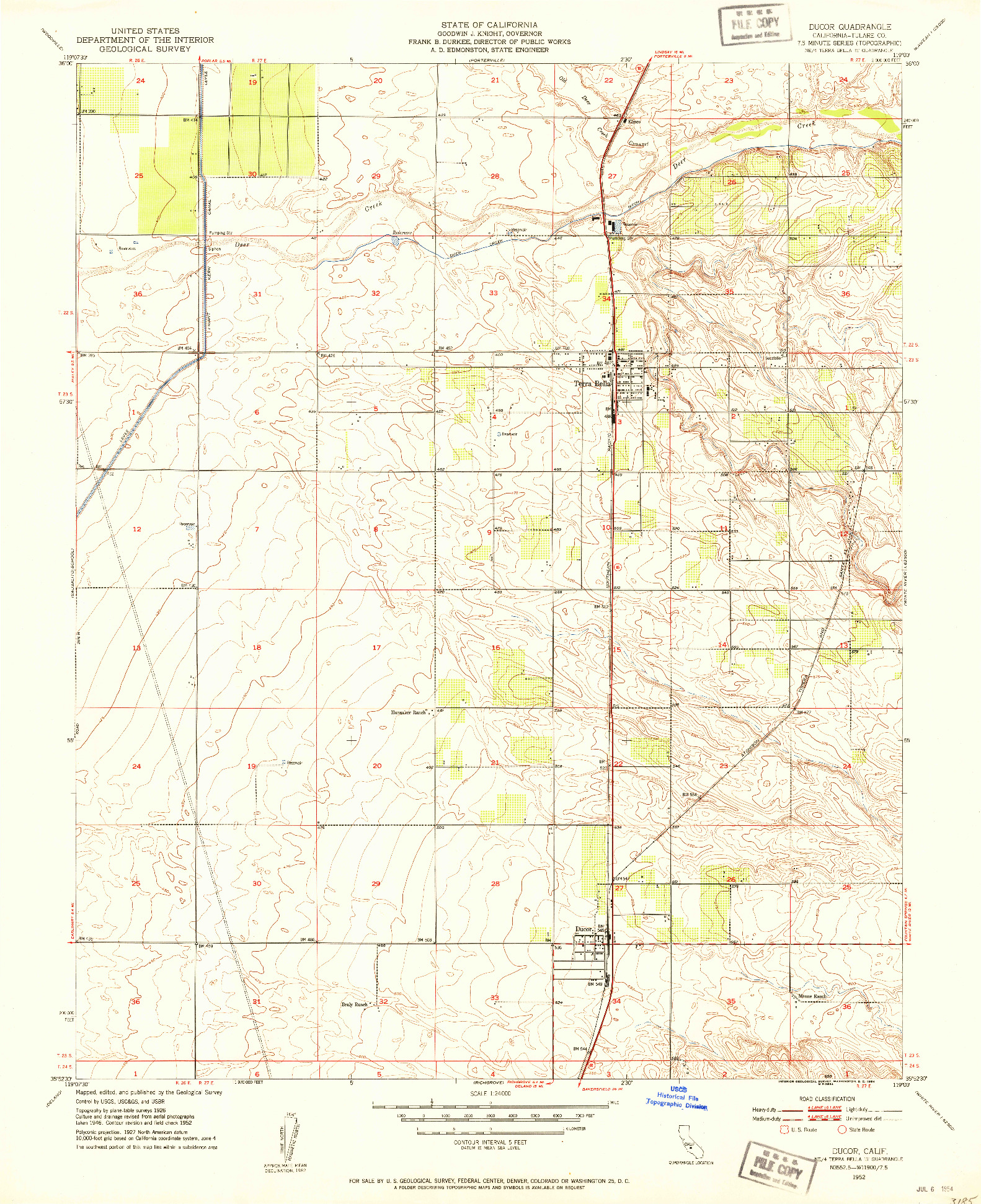 USGS 1:24000-SCALE QUADRANGLE FOR DUCOR, CA 1952