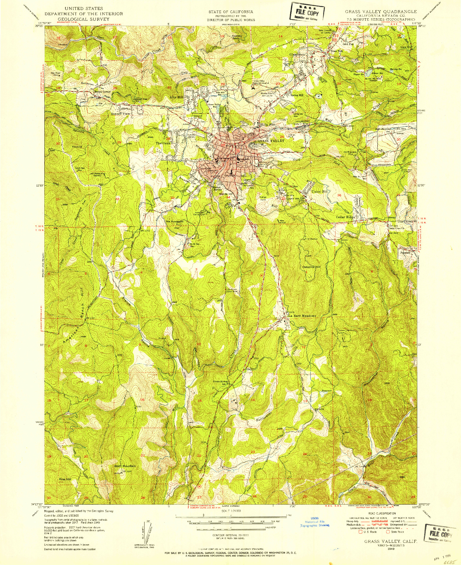 USGS 1:24000-SCALE QUADRANGLE FOR GRASS VALLEY, CA 1949