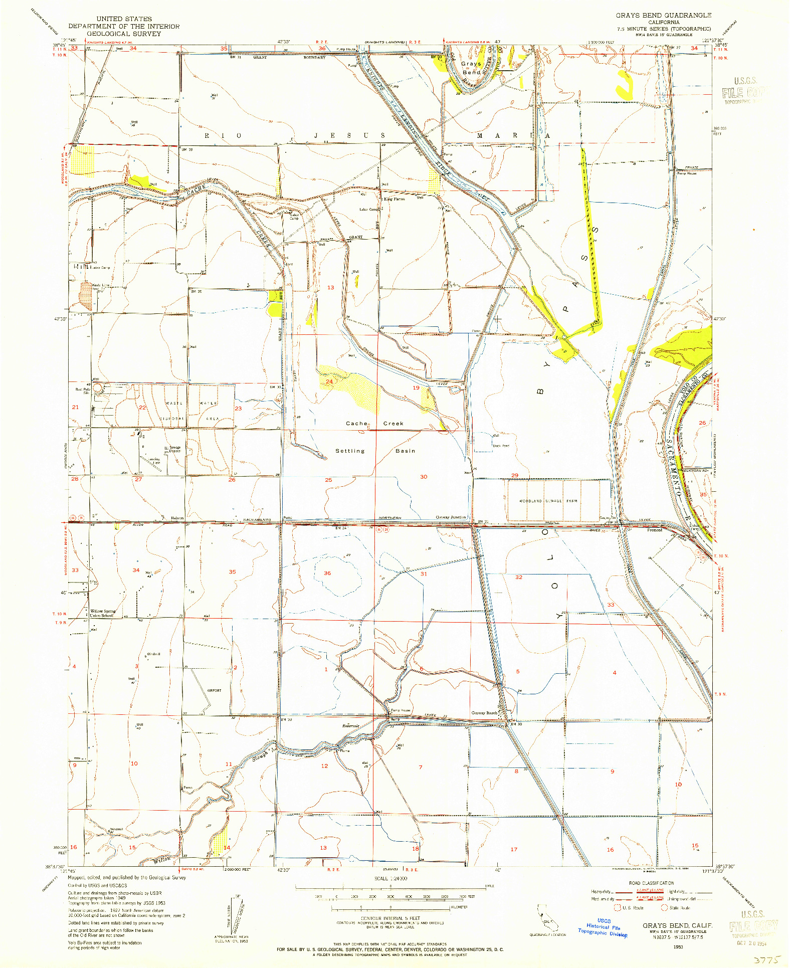 USGS 1:24000-SCALE QUADRANGLE FOR GRAYS BEND, CA 1953