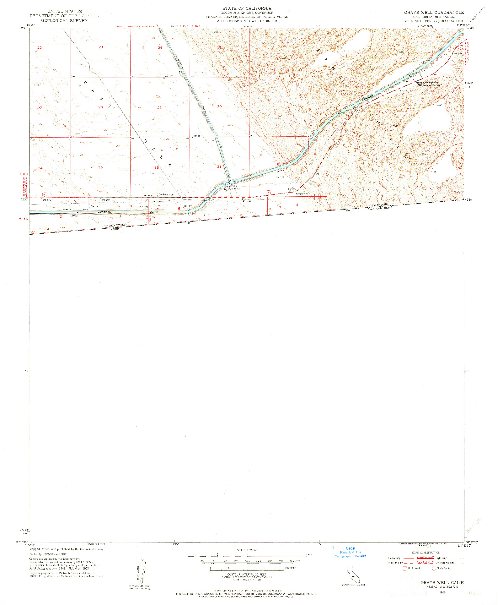 USGS 1:24000-SCALE QUADRANGLE FOR GRAYS WELL, CA 1953