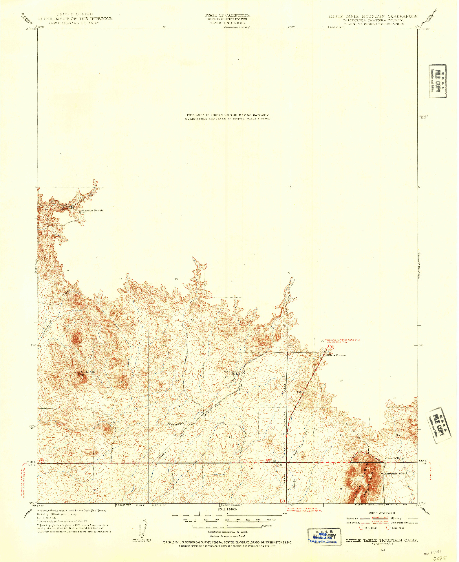 USGS 1:24000-SCALE QUADRANGLE FOR LITTLE TABLE MOUNTAIN, CA 1942