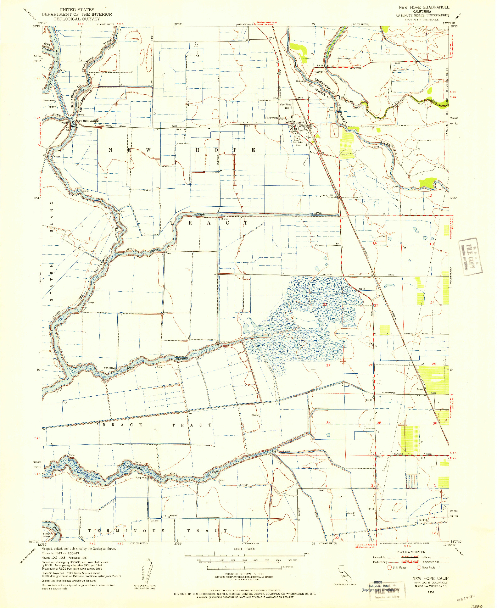 USGS 1:24000-SCALE QUADRANGLE FOR NEW HOPE, CA 1952