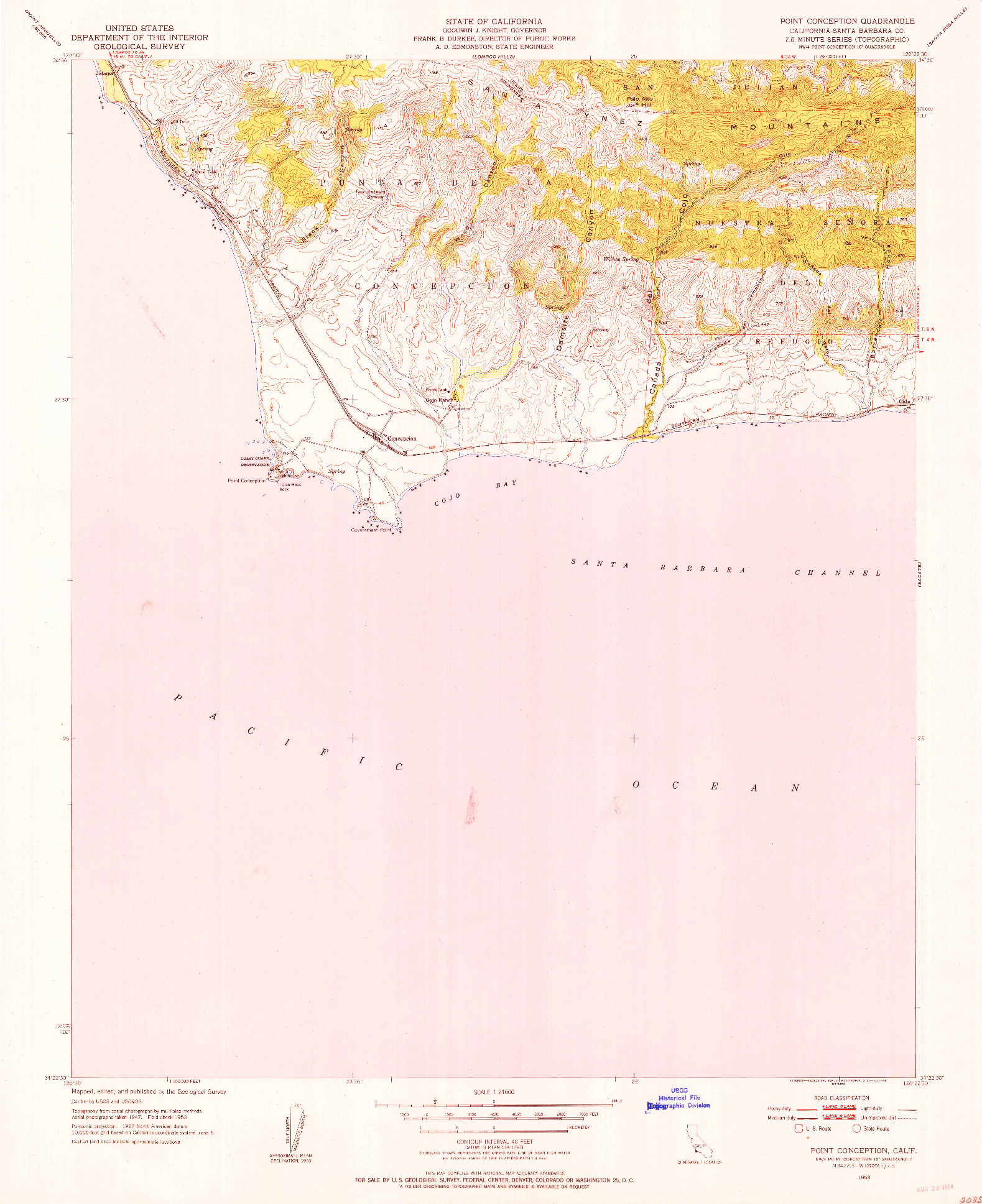 USGS 1:24000-SCALE QUADRANGLE FOR POINT CONCEPTION, CA 1953