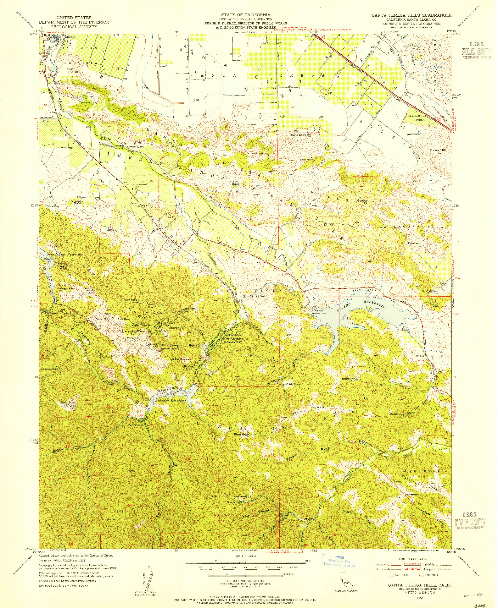 USGS 1:24000-SCALE QUADRANGLE FOR SANTA TERESA HILLS, CA 1953