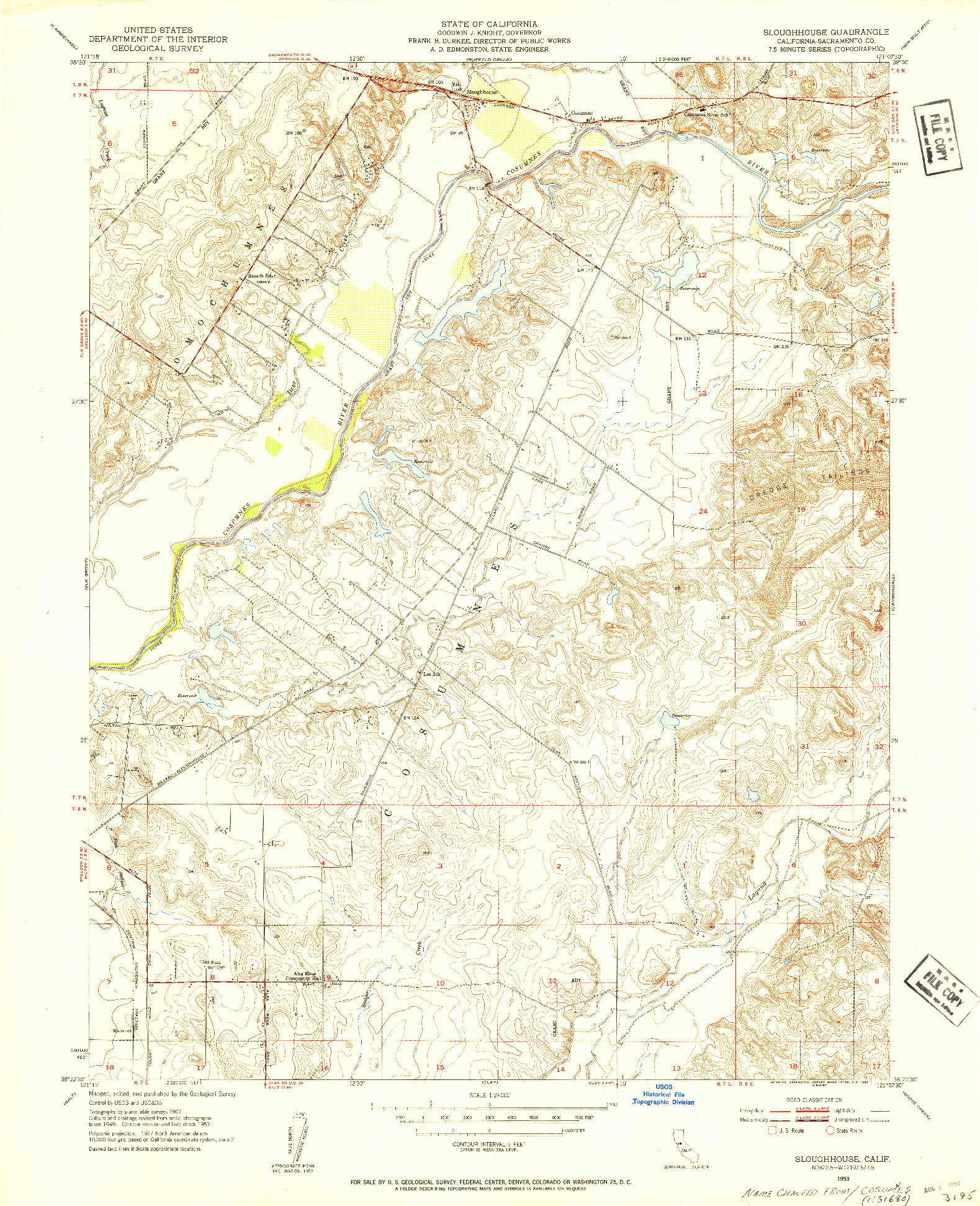 USGS 1:24000-SCALE QUADRANGLE FOR SLOUGHHOUSE, CA 1953