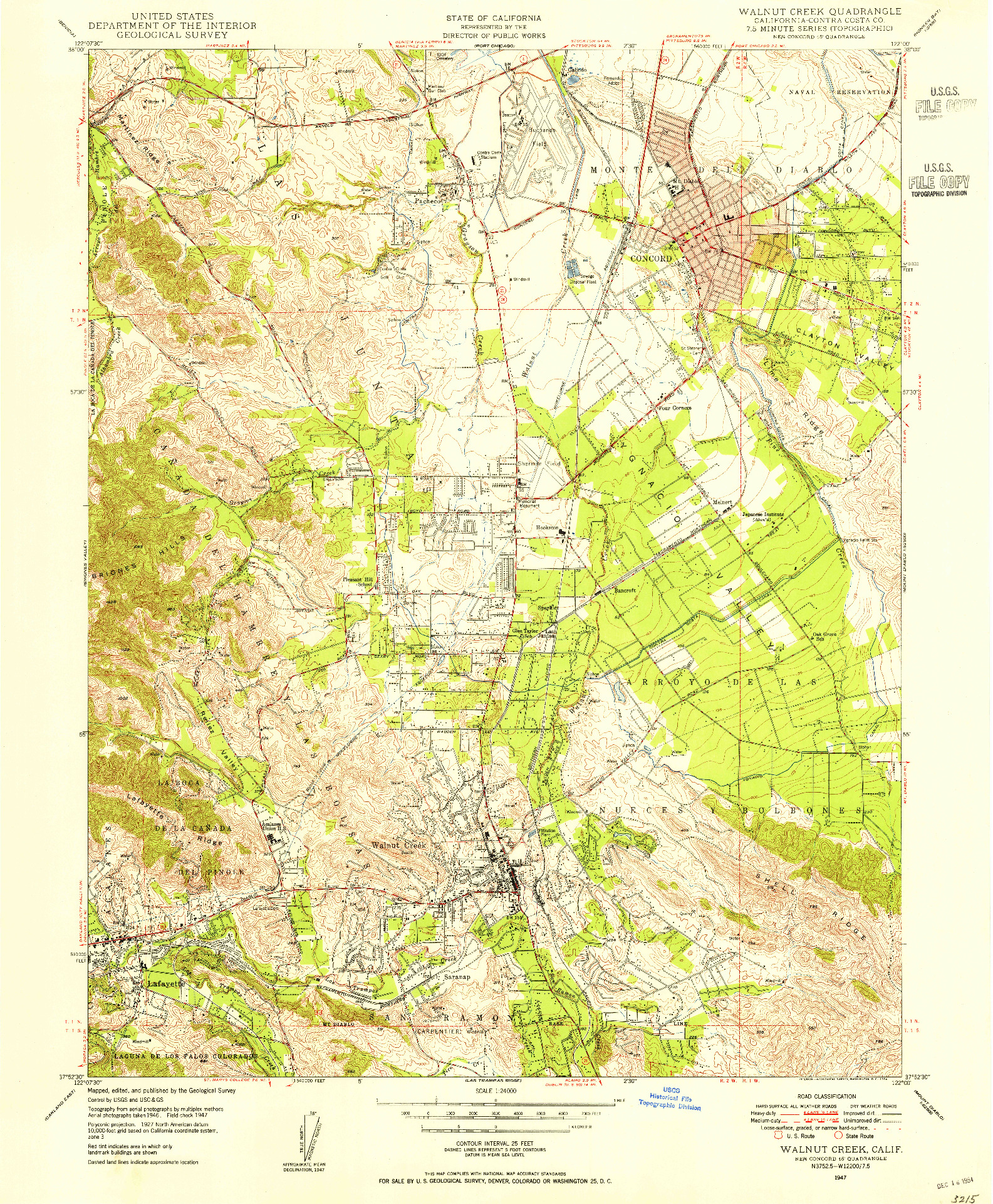 USGS 1:24000-SCALE QUADRANGLE FOR WALNUT CREEK, CA 1947