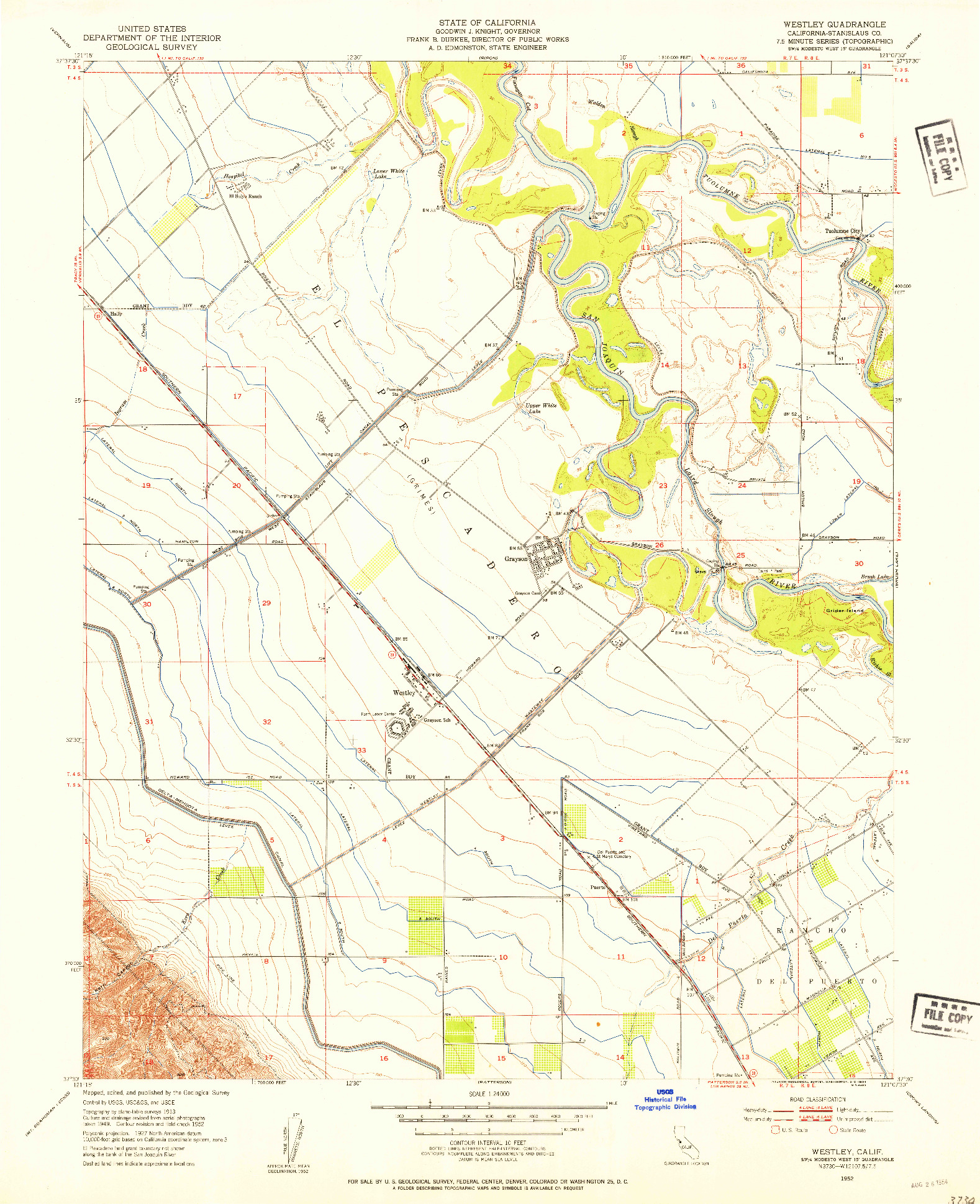 USGS 1:24000-SCALE QUADRANGLE FOR WESTLEY, CA 1952