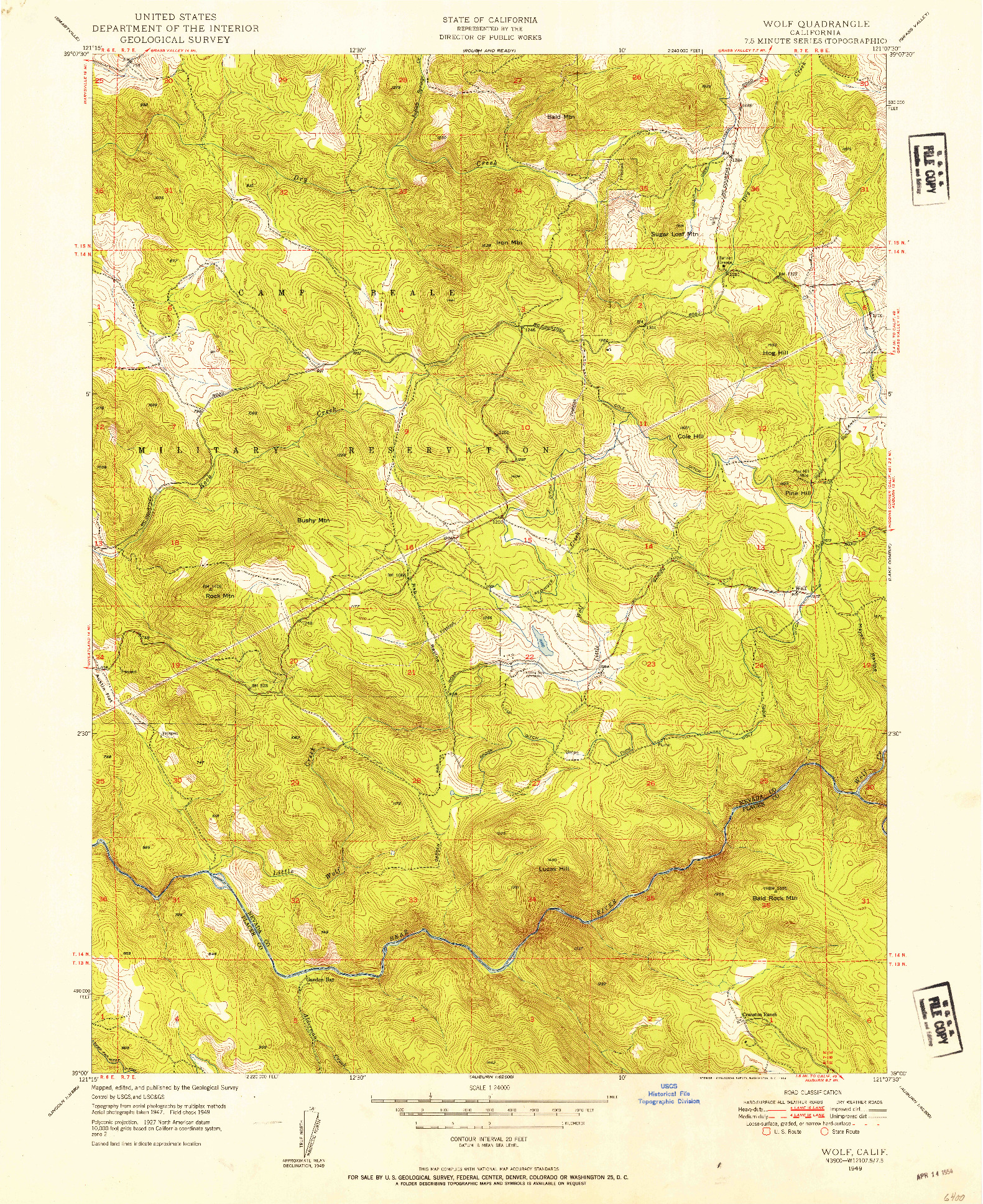 USGS 1:24000-SCALE QUADRANGLE FOR WOLF, CA 1949