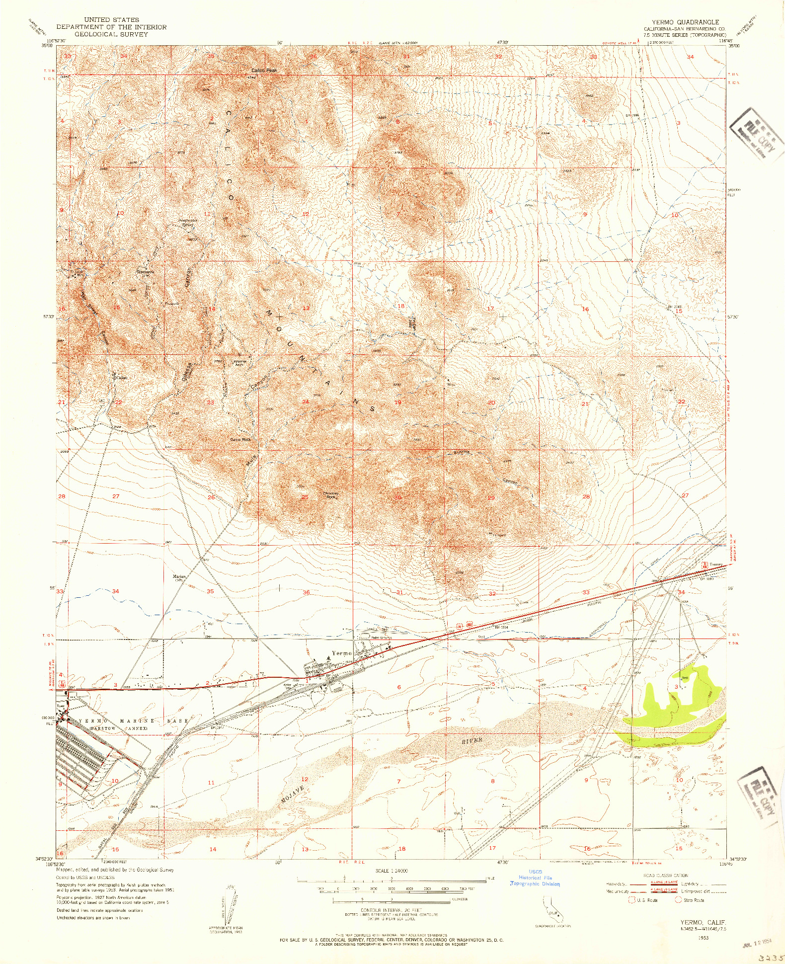 USGS 1:24000-SCALE QUADRANGLE FOR YERMO, CA 1953