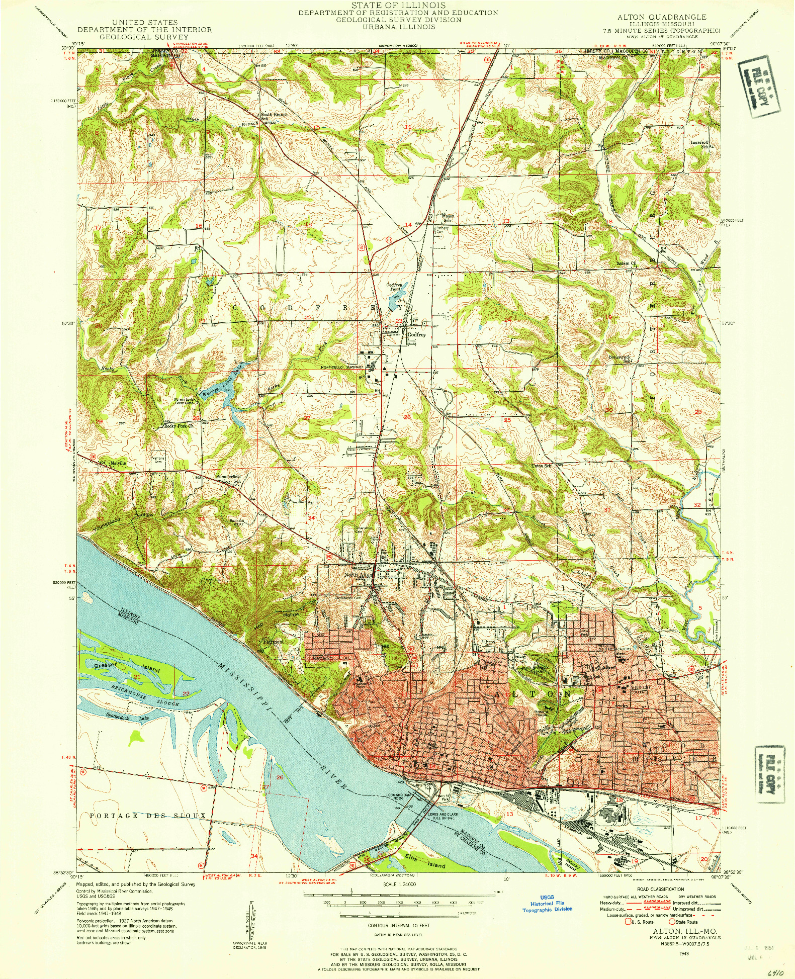 USGS 1:24000-SCALE QUADRANGLE FOR ALTON, IL 1948