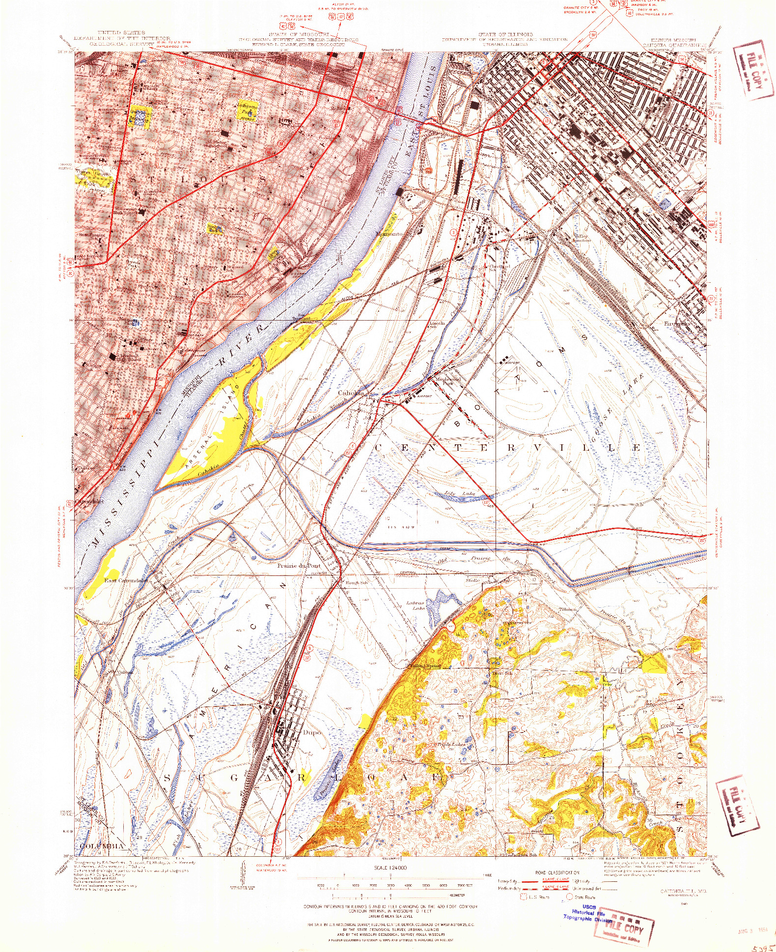 USGS 1:24000-SCALE QUADRANGLE FOR CAHOKIA, IL 1949