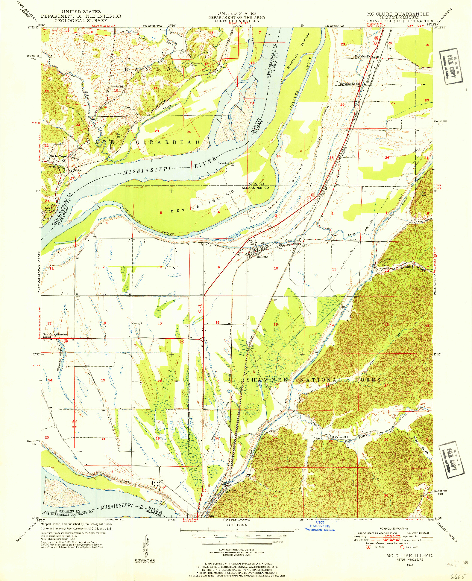 USGS 1:24000-SCALE QUADRANGLE FOR MCCLURE, IL 1947
