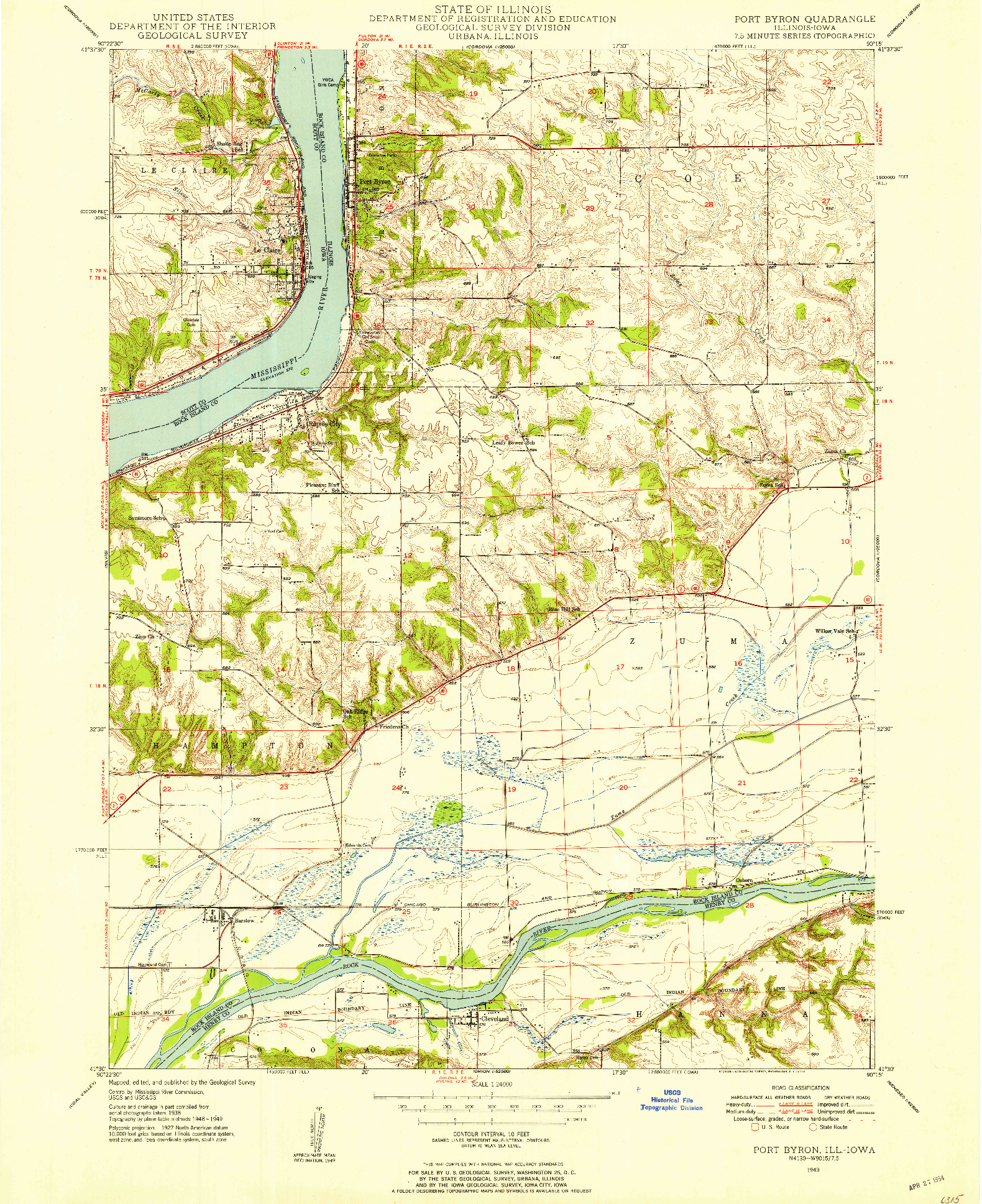 USGS 1:24000-SCALE QUADRANGLE FOR PORT BYRON, IL 1949