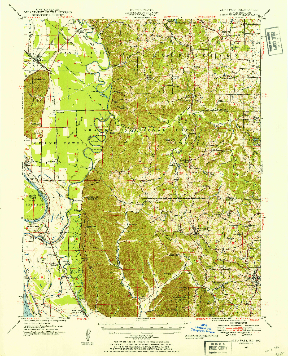USGS 1:62500-SCALE QUADRANGLE FOR ALTO PASS, IL 1947