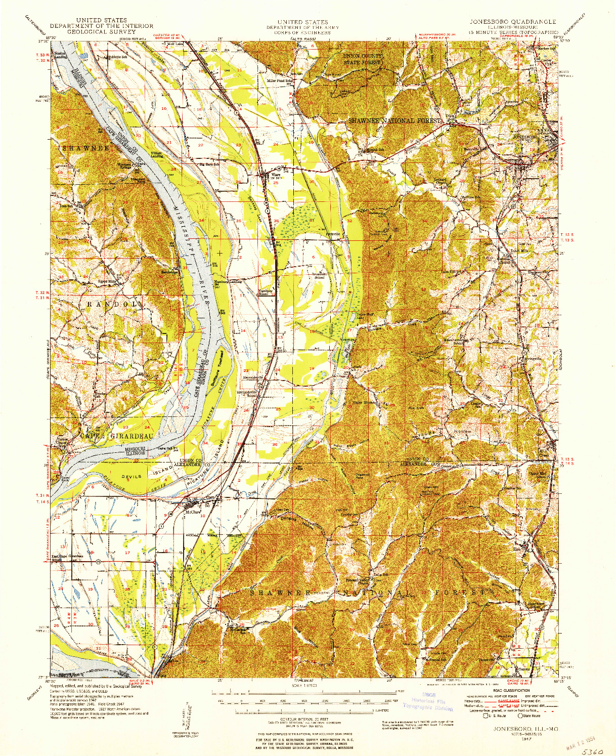 USGS 1:62500-SCALE QUADRANGLE FOR JONESBORO, IL 1947
