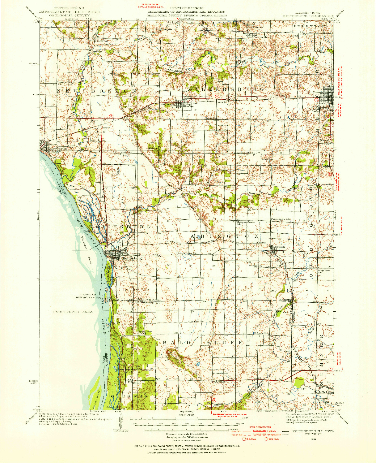 USGS 1:62500-SCALE QUADRANGLE FOR KEITHSBURG, IL 1935