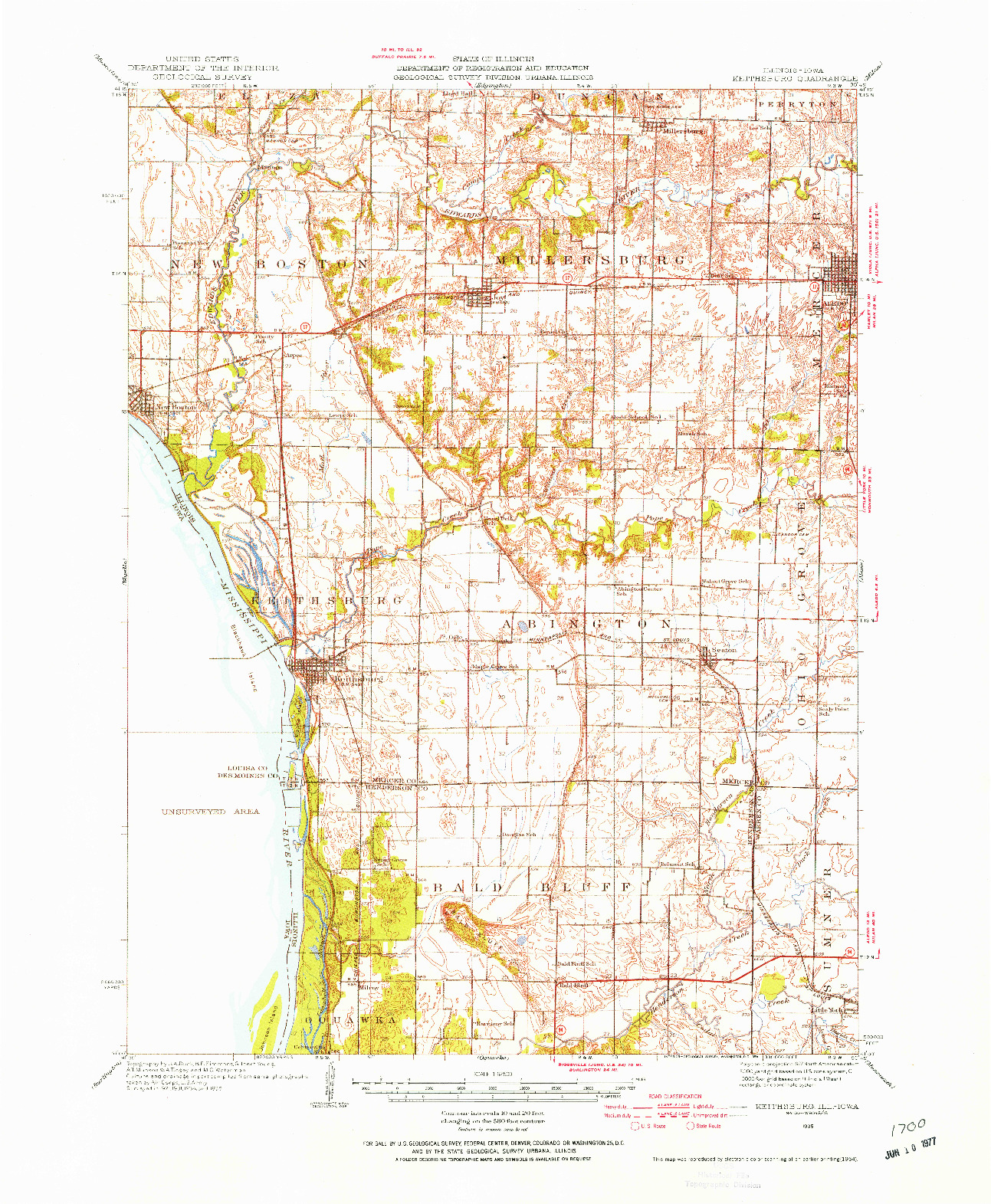 USGS 1:62500-SCALE QUADRANGLE FOR KEITHSBURG, IL 1935