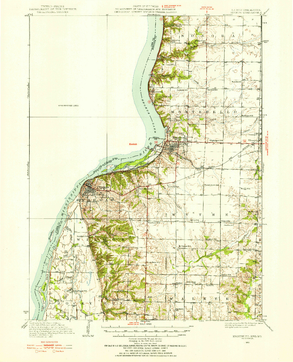 USGS 1:62500-SCALE QUADRANGLE FOR KEOKUK, IL 1950